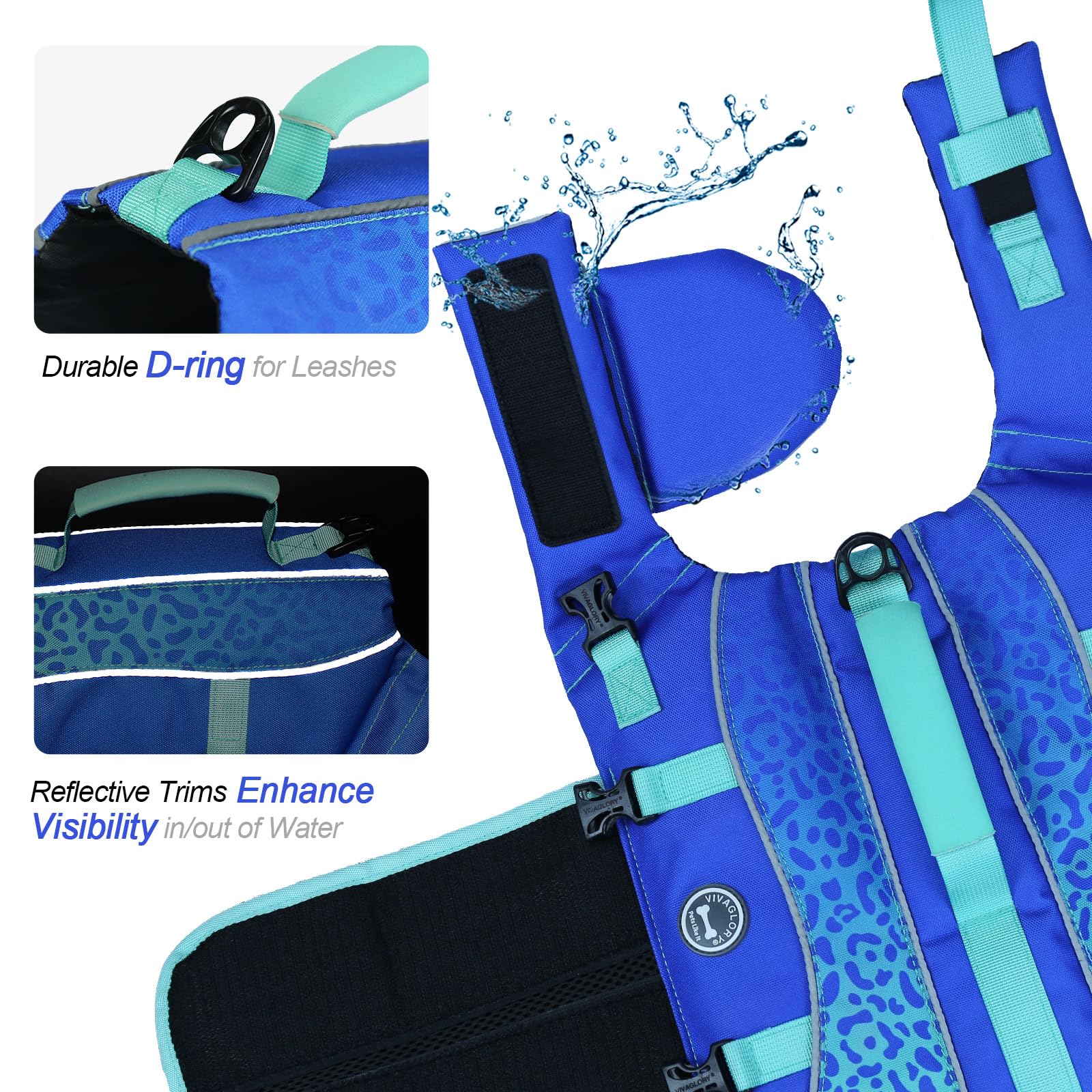 Vivaglory Dog Life Jacket With Removable Front Float, Life Vest With Reflective Trims & Extra Padding For Swimming & Boating, Da