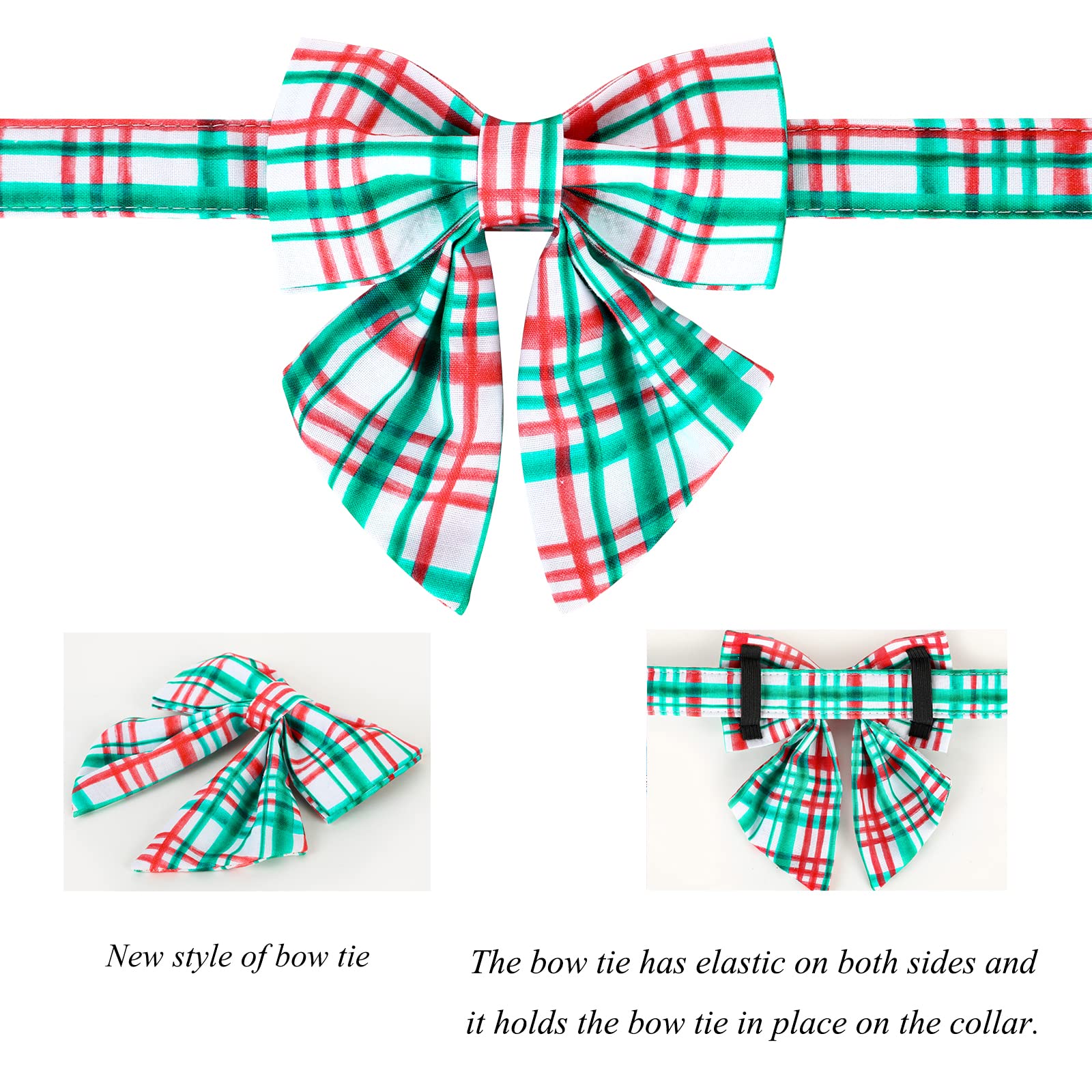 Lionet Paws Christmas Dog Collar With Bowtie, Dog Sailor Bow Collar With Metal Buckle For Dogs, Adjustable Comfortable Dog Collar Girl Gift, Xl, Neck 16-26 In