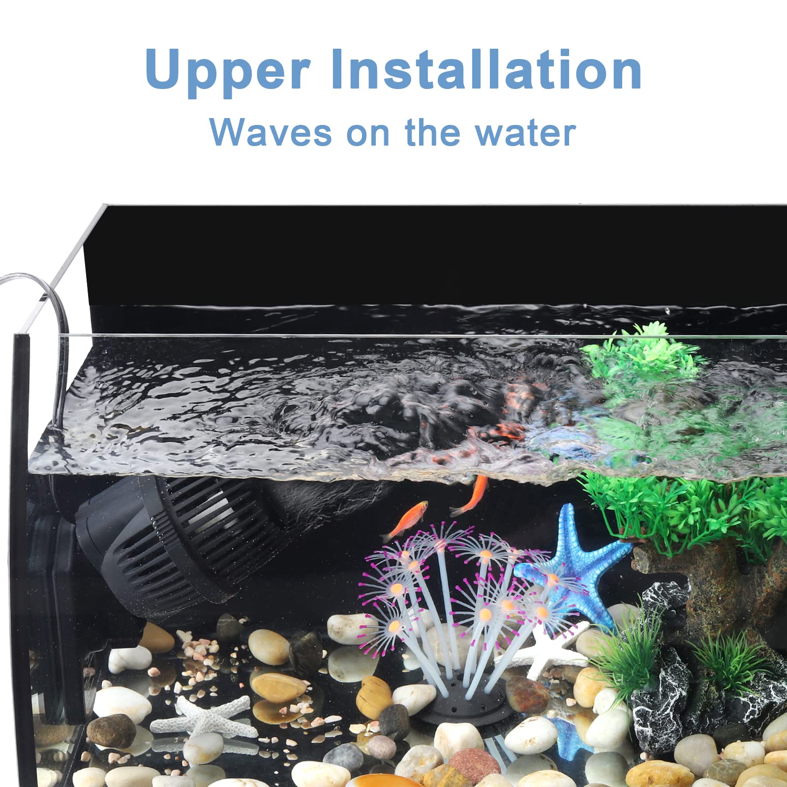hygger 1050 GPH Aquarium Wave Maker Pump with Strong Magnetic Suction Base, Ultra-quiet 360 Degree Rotating Submersible Power He