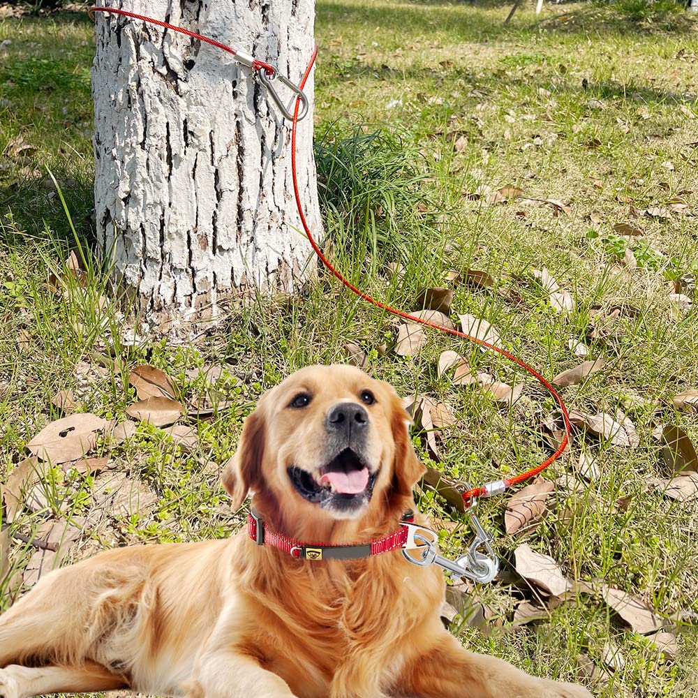 Mi Metty Chew Proof Dog Leash,5Ft Tie Out Cable With Detachable Short Handle,Cable Braided Cord Steel Training Dog Leash For Tee