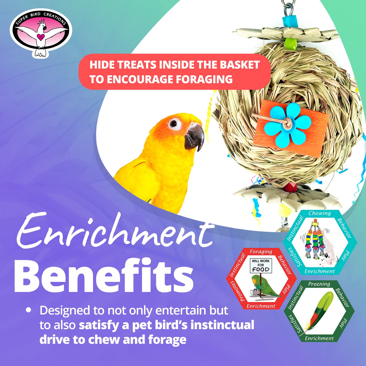 Super Bird Creations Sb611 Beakwhich Bird Toy - Interactive, Engaging Play Accessory, Ideal For Medium-Sized Parrots, Perfect Fo
