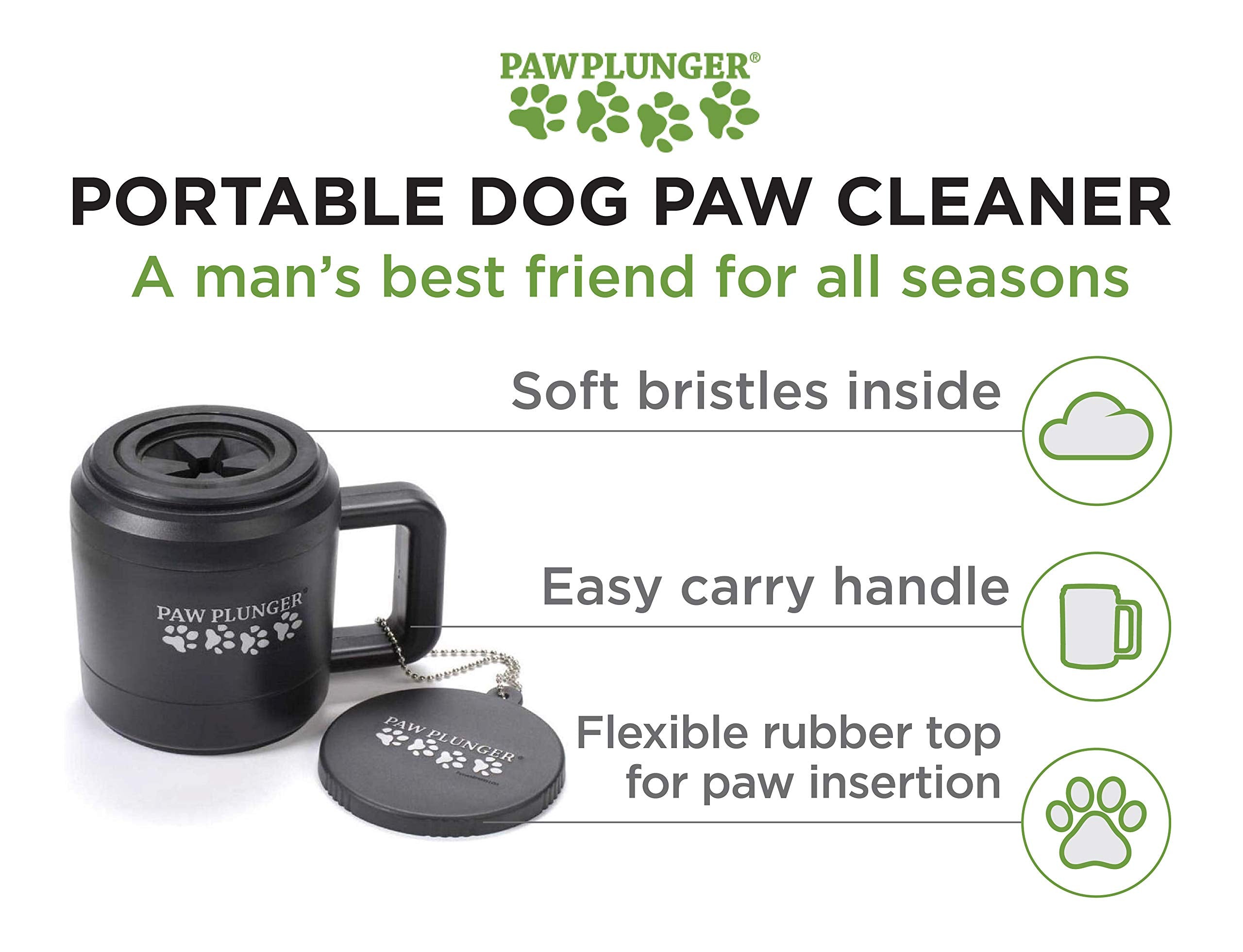 Paw Plunger - Dog Paw Cleaner - Dog And Puppy Essentials - Portable Dirty Paw Washer - Ideal For Medium Dogs - Black