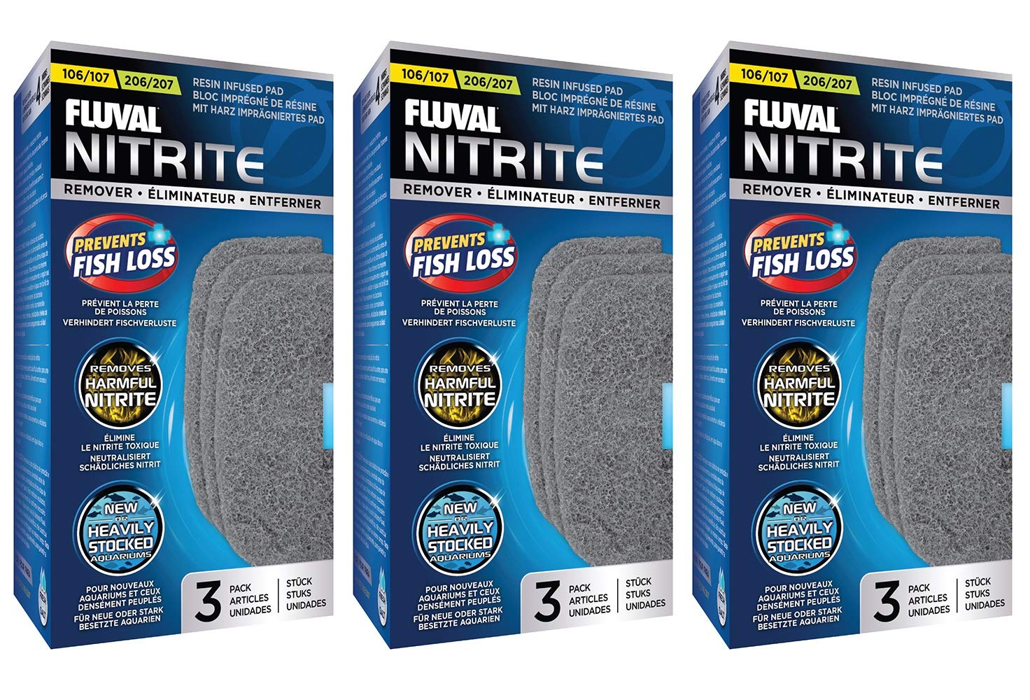 Fluval 9 Pack of Nitrite Remover Pads for 106/107 & 206/207 Aquarium Canister Filters