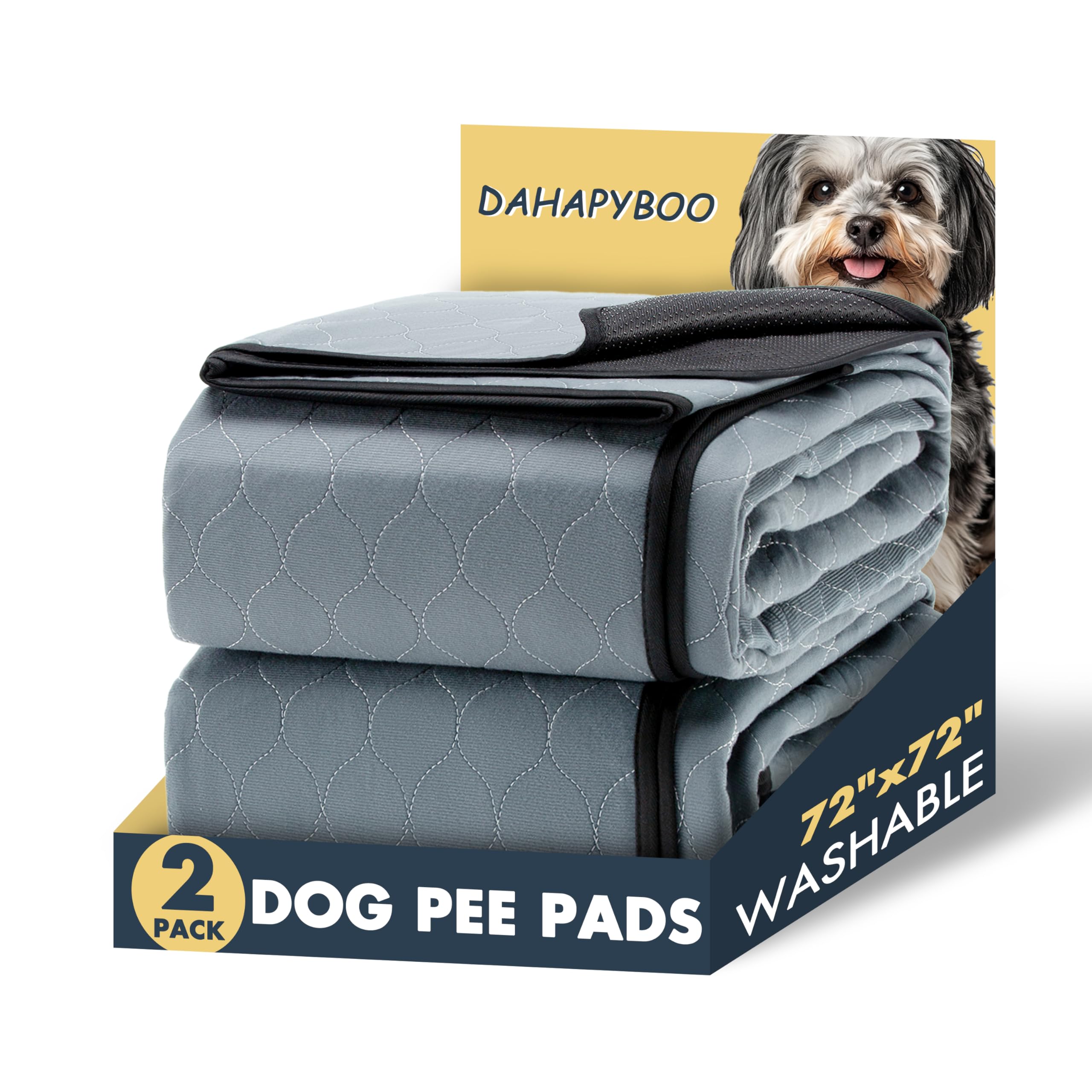Dahapyboo Extra Large Washable Pee Pads For Dogs,2Pack Reusable Puppy Pads For Dogs,72X72 Non-Slip Waterproof Pet Training Pads 