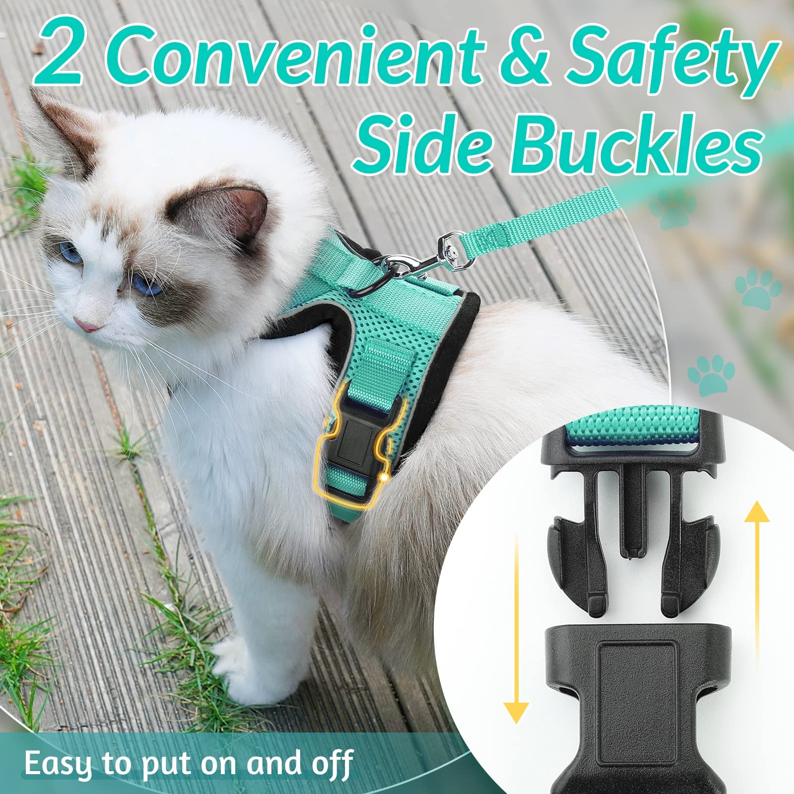 rabbitgoo Cat Harness and Leash for Walking, Escape Proof Soft Adjustable Vest Harnesses for Cats, Easy Control Breathable Refle