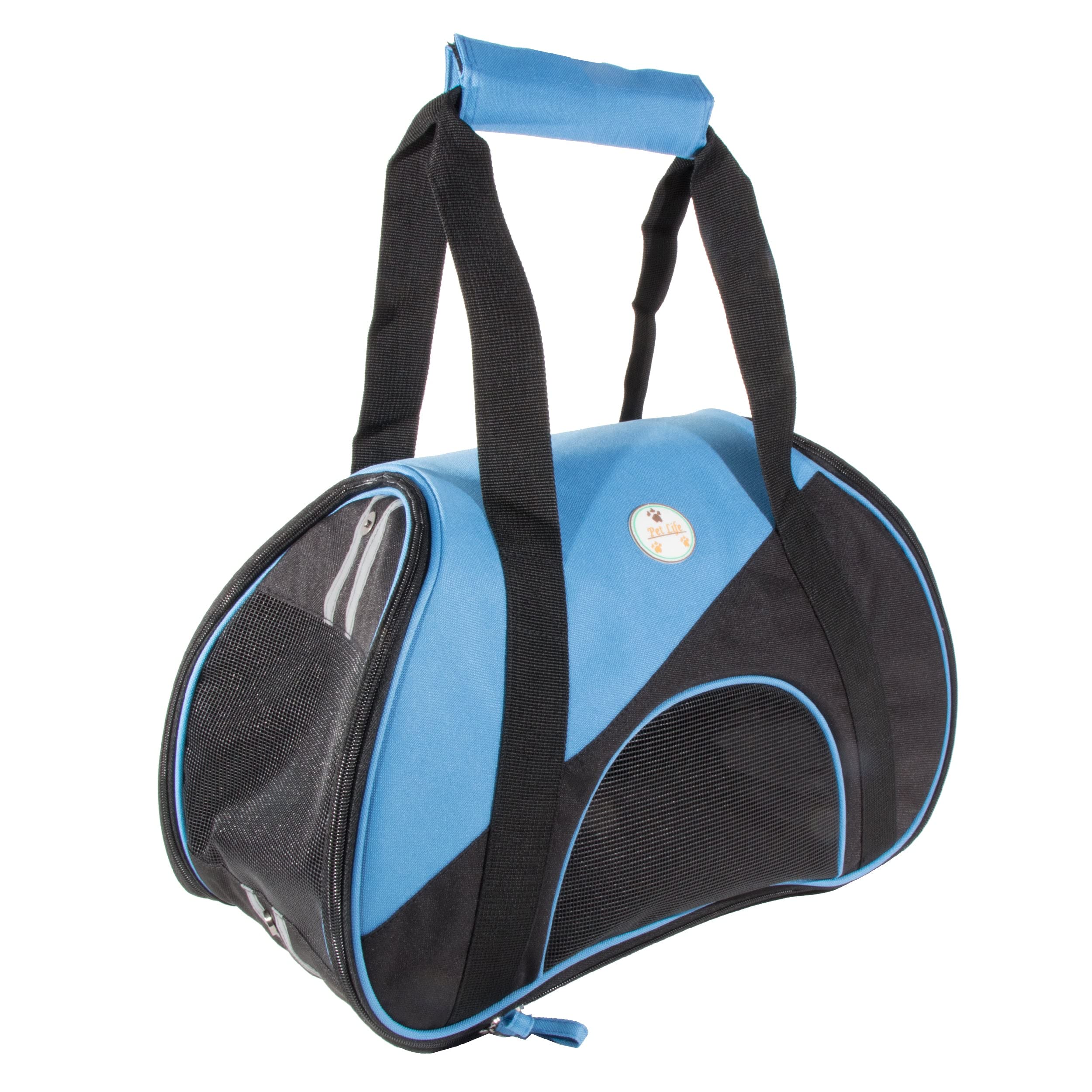 Pet Life Zip-N-Go Airline Approved Contoured Fashion Designer Pet Dog Carrier, One Size, Blue, Black