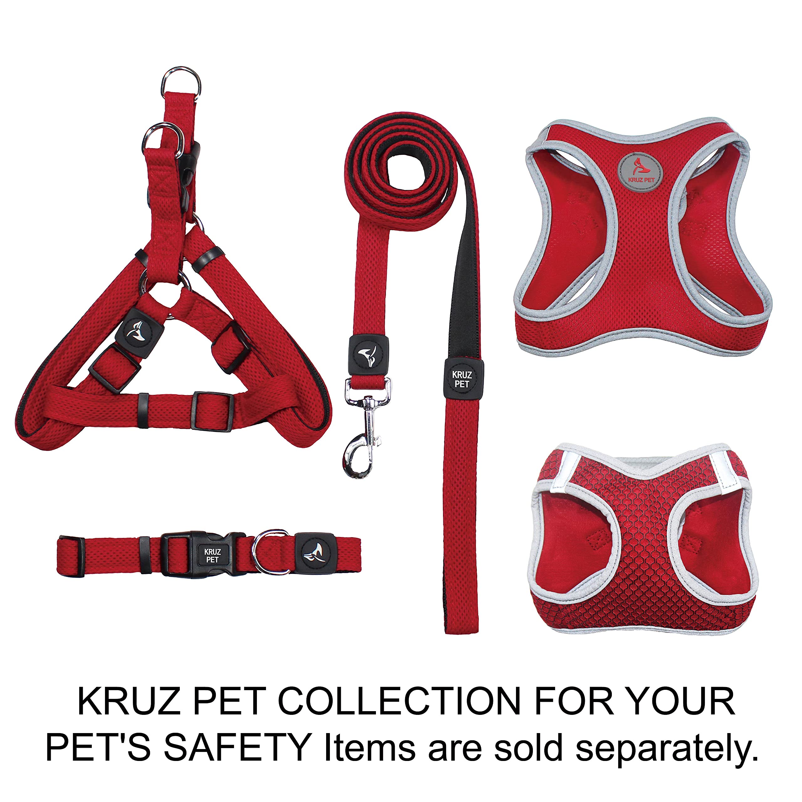 Kruz Pet Kza102-14S Mesh Dog Collar For Small, Medium, Large Dogs, Adjustable Neck Collar, Soft, Lightweight, Breathable, Comfort Fit - Red - Small