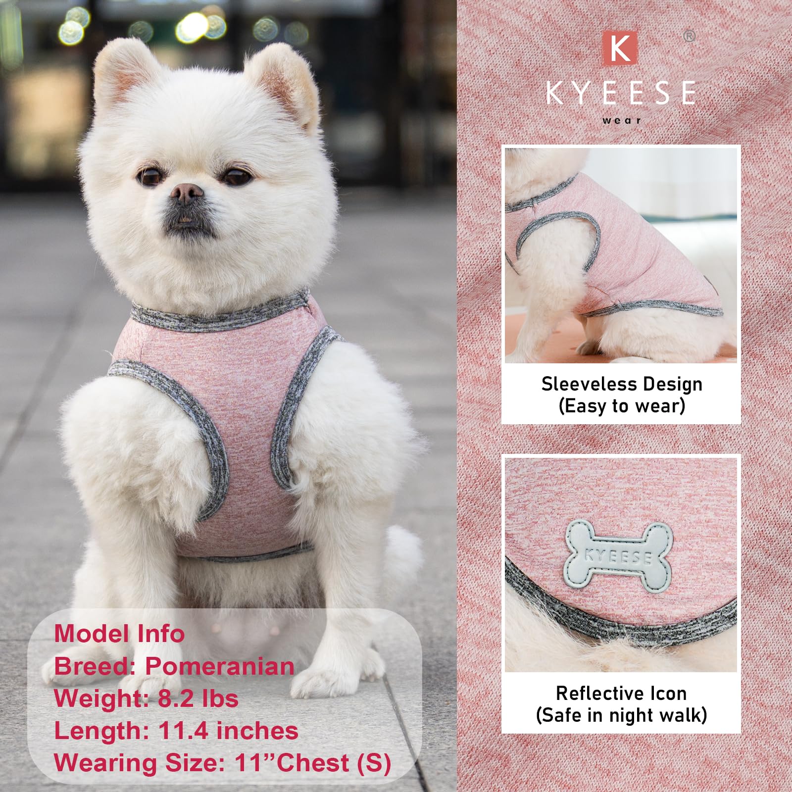Kyeese 2Pack Dog Shirts Soft Tank Top Small Dog Shirt With Reflective Label Quick Dry Stretchy Sleeveless Vest Sun Protection Li