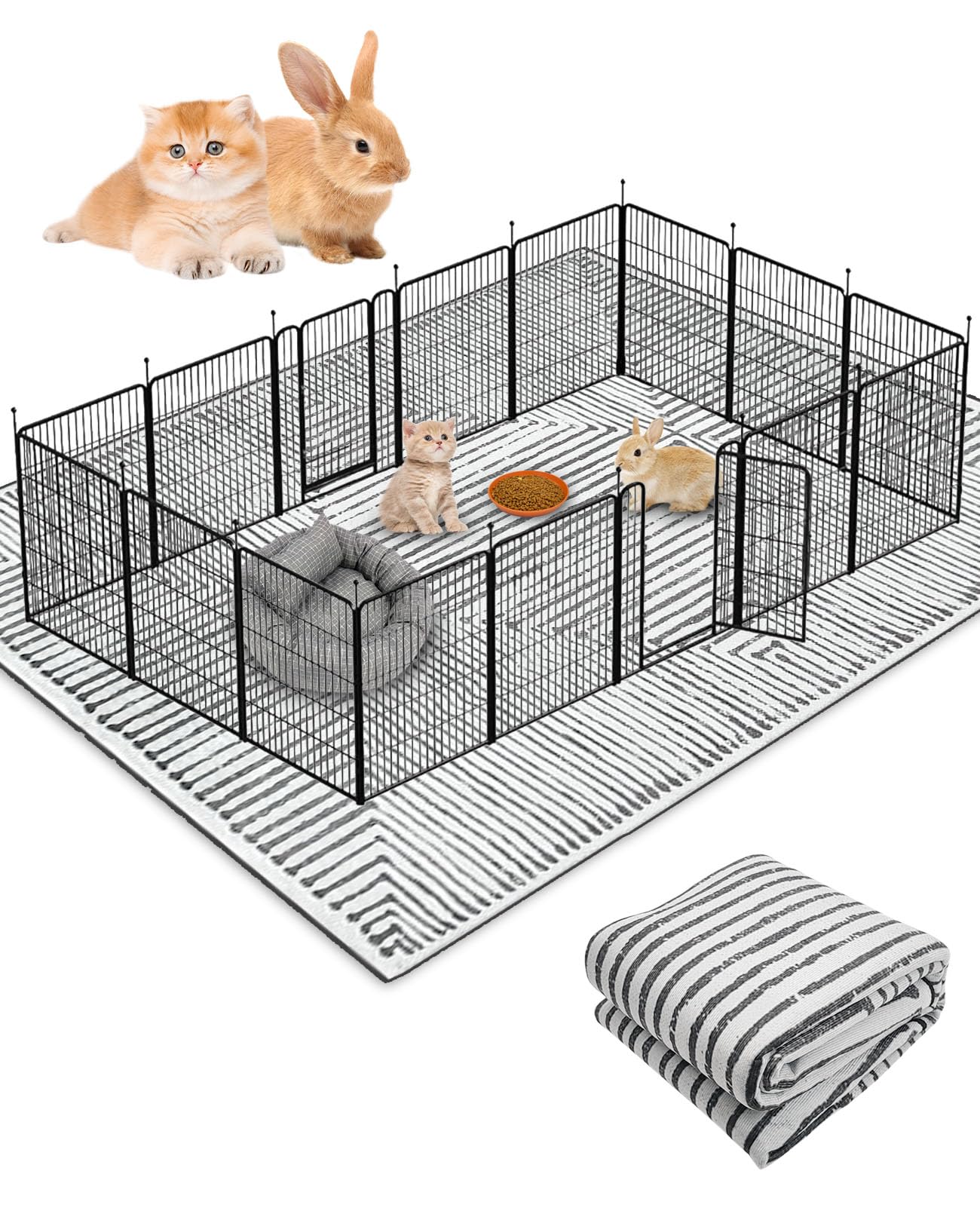 BNOSDM 79'''' X 55'''' Washable Bunny Cage Liners Large Rug for Rabbits Large Non Slip Pad for Bunnies Resuable Rabbit Liner for