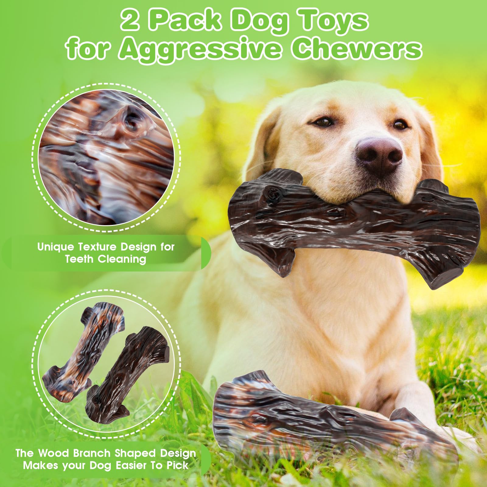 Jeefome Dog Toys For Aggressive Chewers: 2 Packs Indestructible Dog Toys - Tough Chew Toys For Large, Medium,Small Breed To Keep