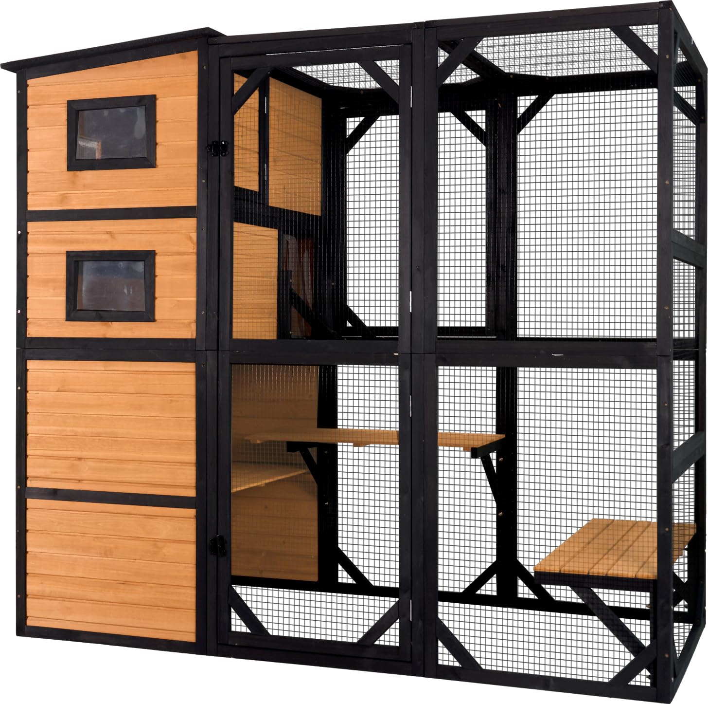 Aivituvin Large Cat Catio 4 Tiers Cat Enclosures House For Outdoor Indoor Cats With Weatherproof Roof, 3 Resting Rooms, 3 Platfo