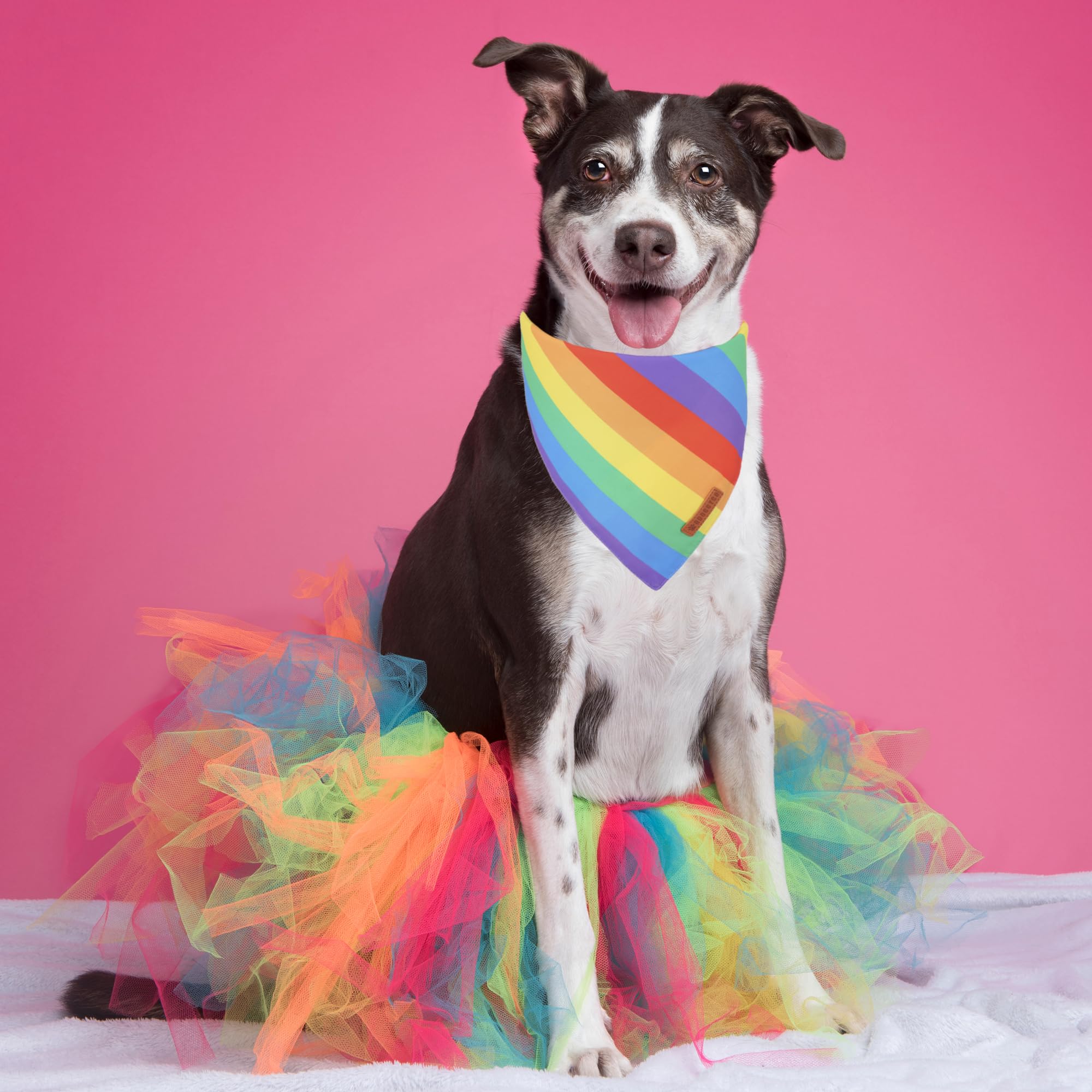 Adoggygo Rainbow Dog Bandana, Multi Size Offered, Rainbow Bandanas For Large And Extra Large Dogs Pets (X-Large)