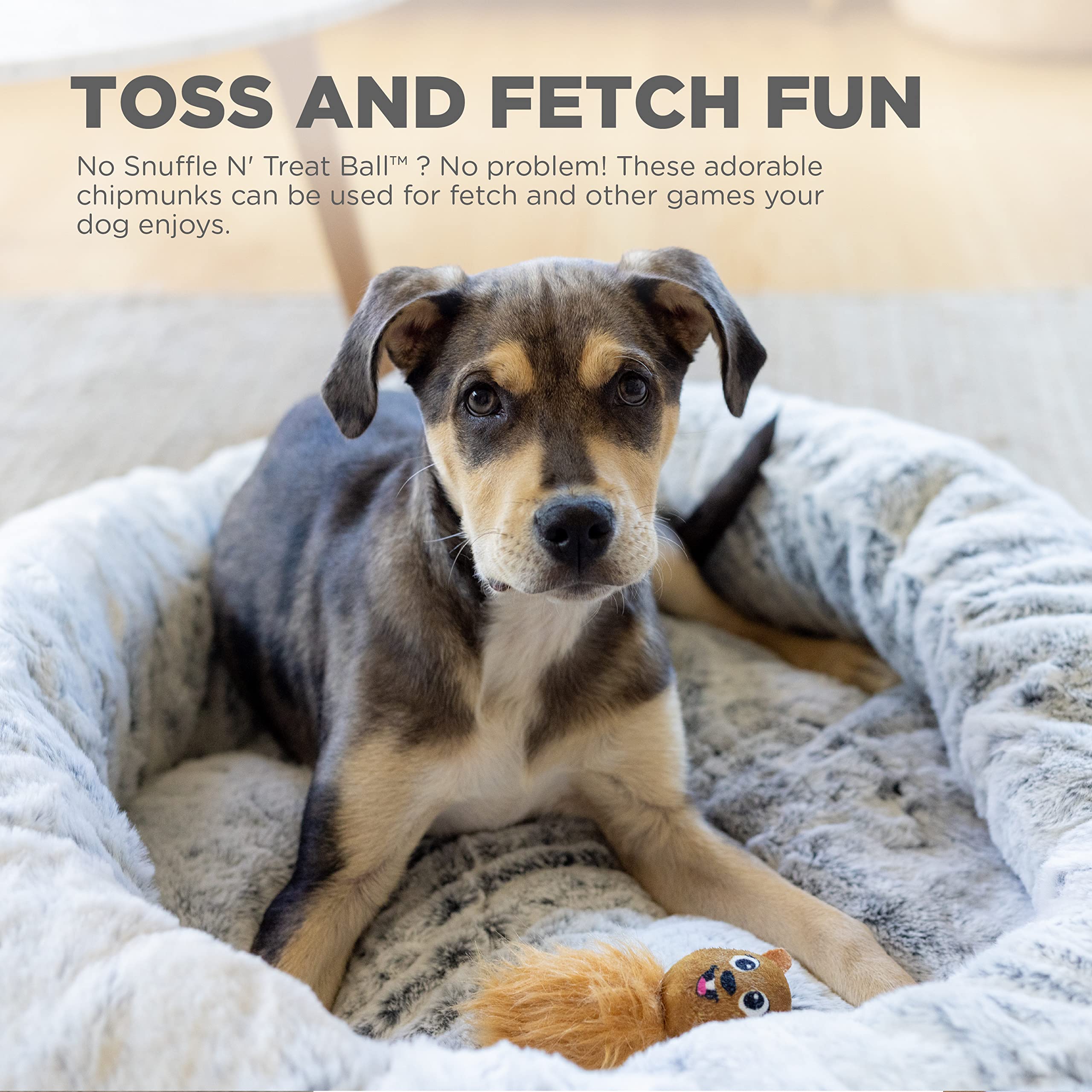 Outward Hound Nina Ottosson Plush Replacement Chipmunk Toys For Snuffle N' Treat Dog Ball Puzzle - 3 Pack
