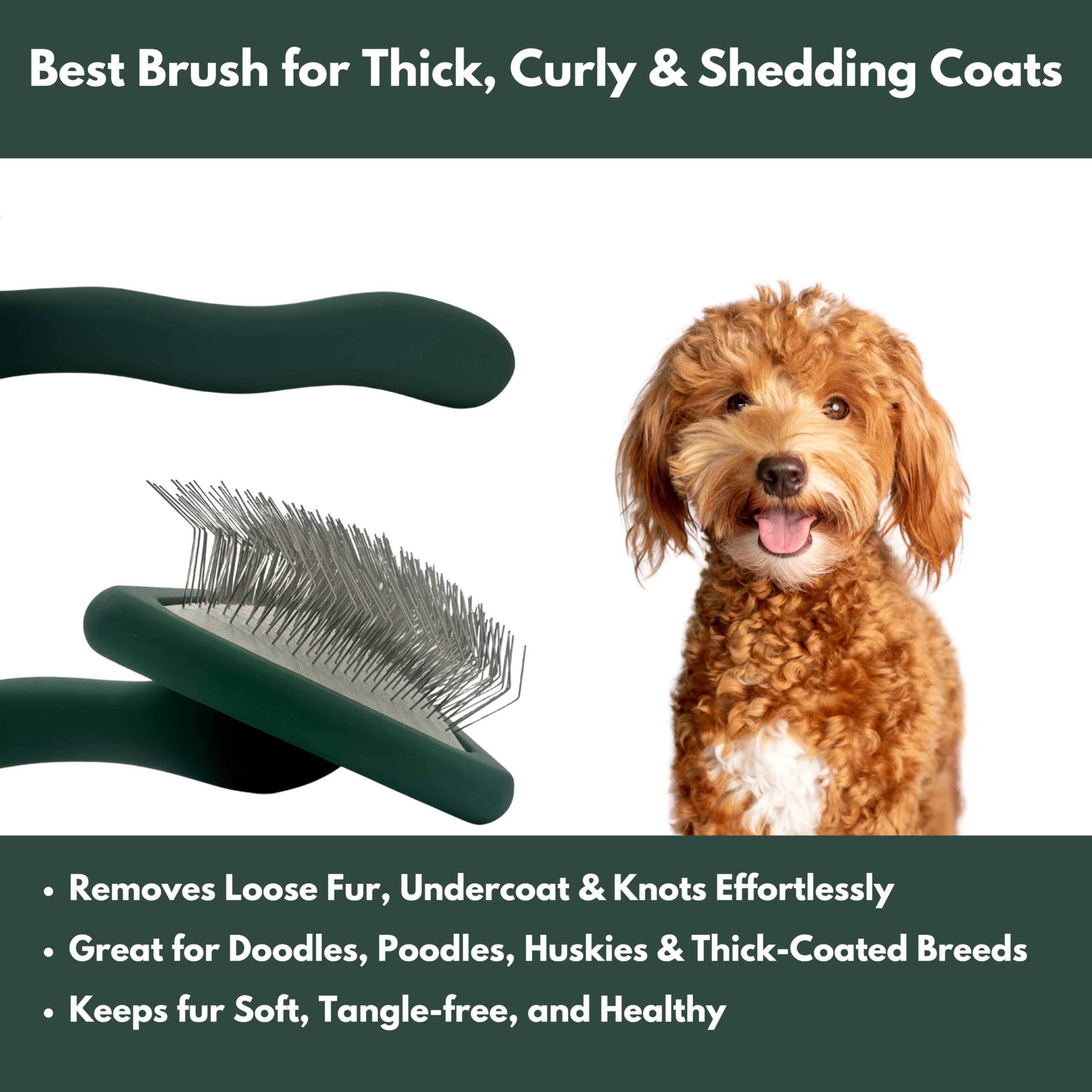 LUXFUR Premium Dog Slicker Brush - Doodle Grooming Brush for Long Haired Dogs - Goldendoodle, Labradoodle, Poodle & Golden Doodl