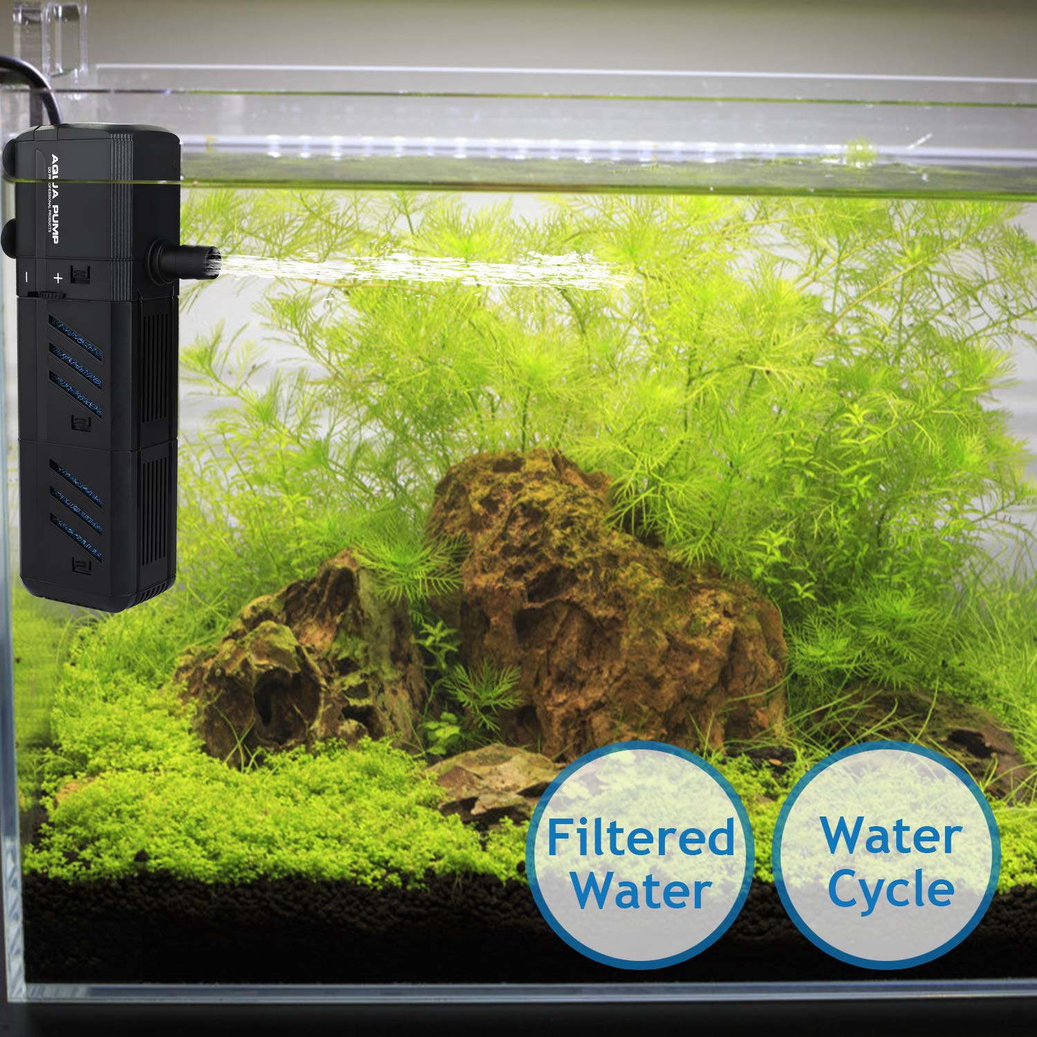 No.17 Submersible Aquarium Internal Filter 12W, Adjustable Fish Tank Filter With 320 Gph Water Pump For 50-150 Gallon Fish Tank