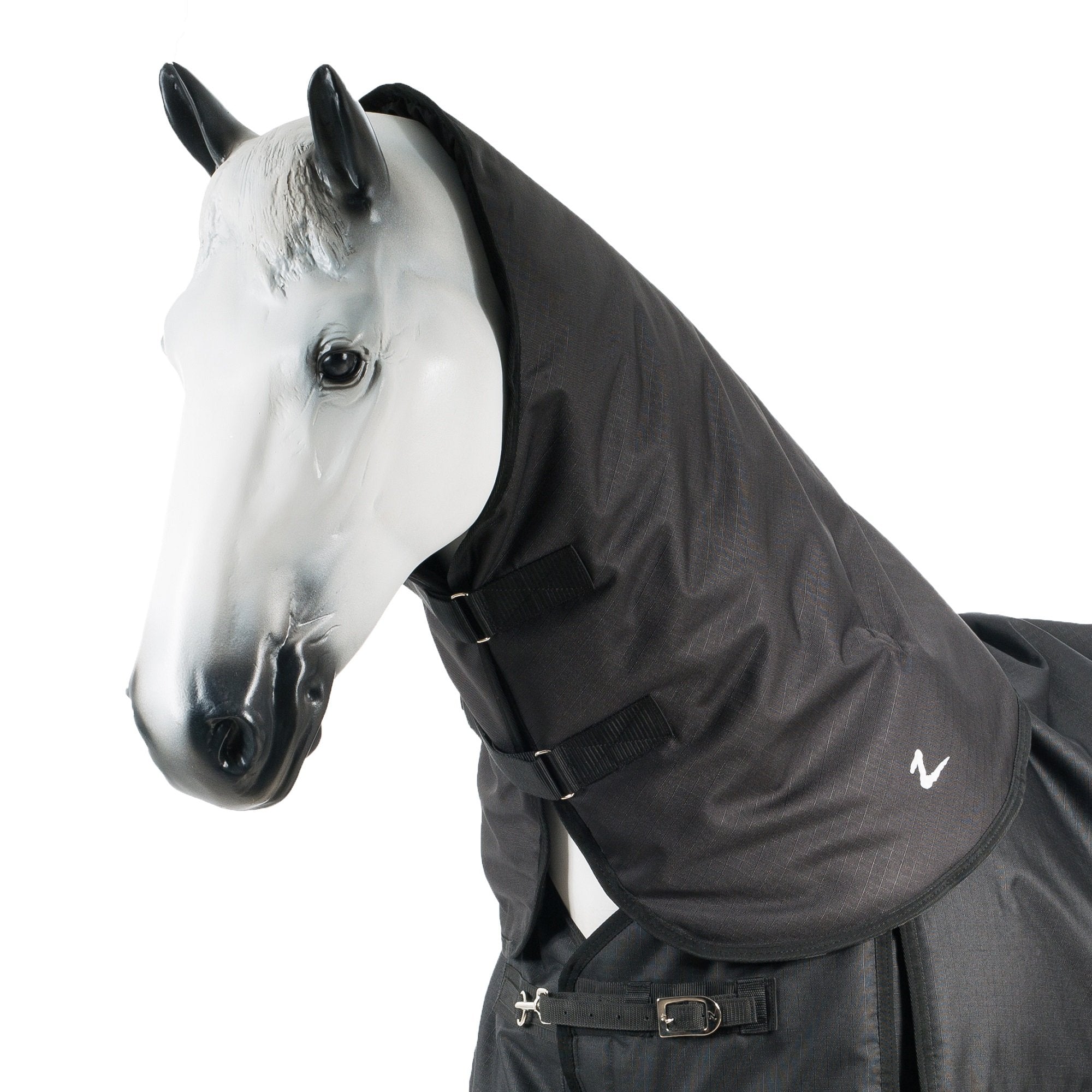 HORZE Nevada Medium Weight 1200D Waterproof Horse Turnout Neck Cover Hood (200g Fill) - Black - L