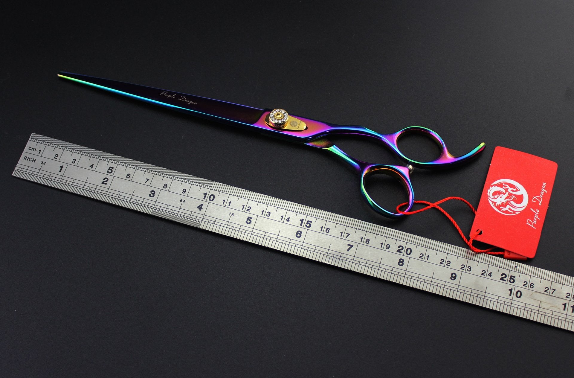 Purple Dragon 7.0''/8.0'' 3 In 1 Top-Level Professional Pet Grooming Thinning Or Chunker Scissors - Downward Curved Shears And D