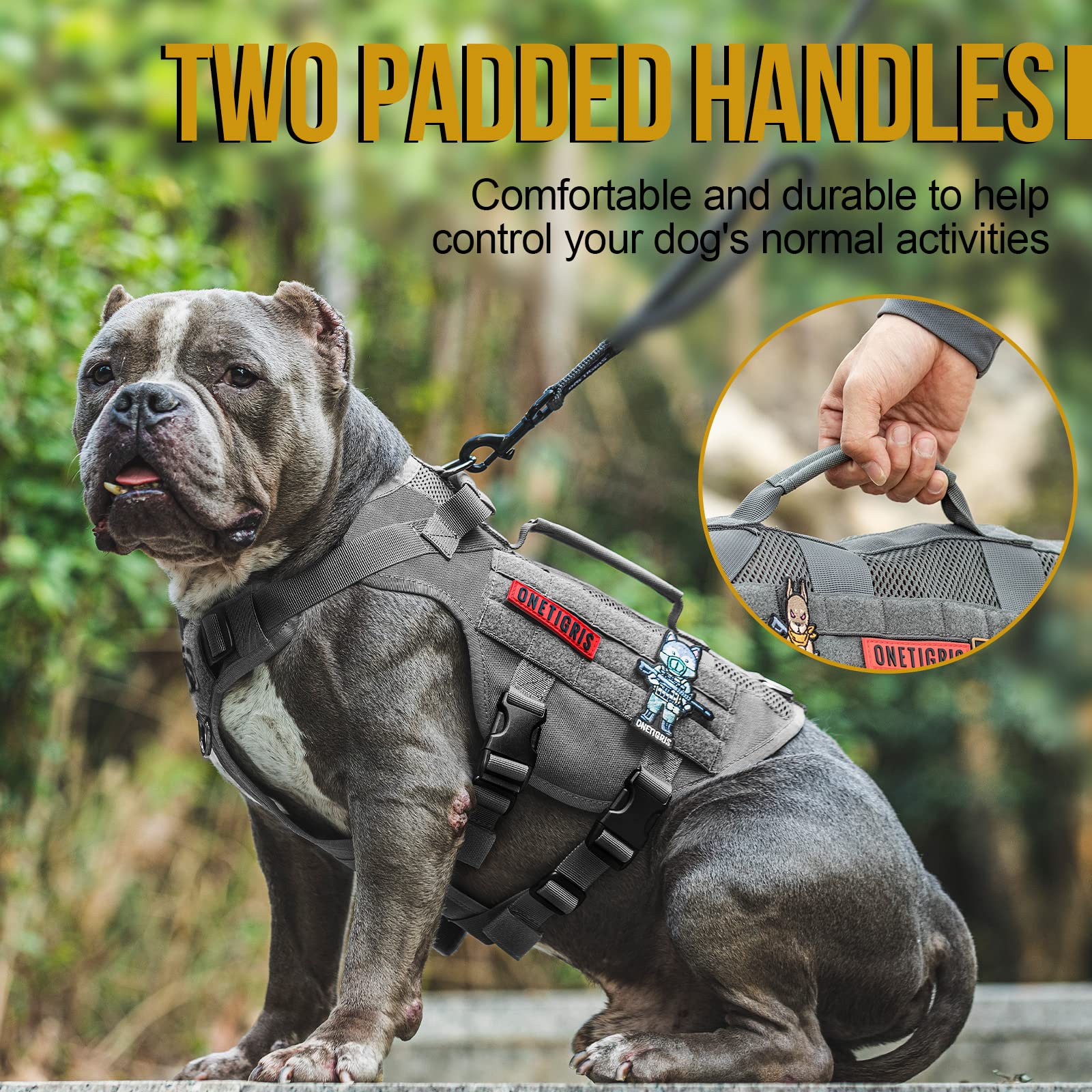 Onetigris Tactical No Pull Dog Harness For Small Dog, Mesh Design Service Dog Vest Breathable Military Dog Molle Vests With Hand
