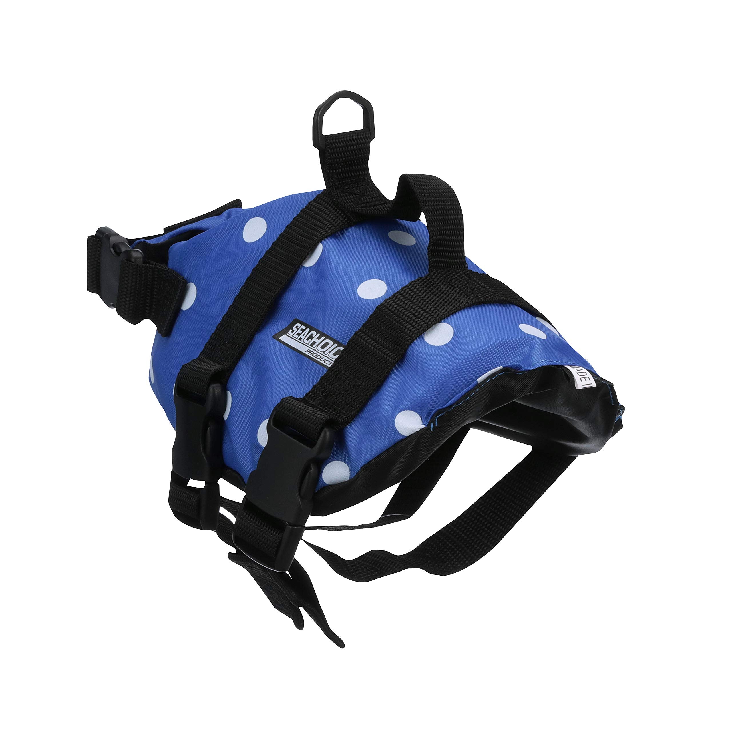 Seachoice Dog Life Vest, Adjustable Life Jacket For Dogs, W/Grab Handle, Blue Polka Dot, Size Xxs, Up To 6 Lbs.
