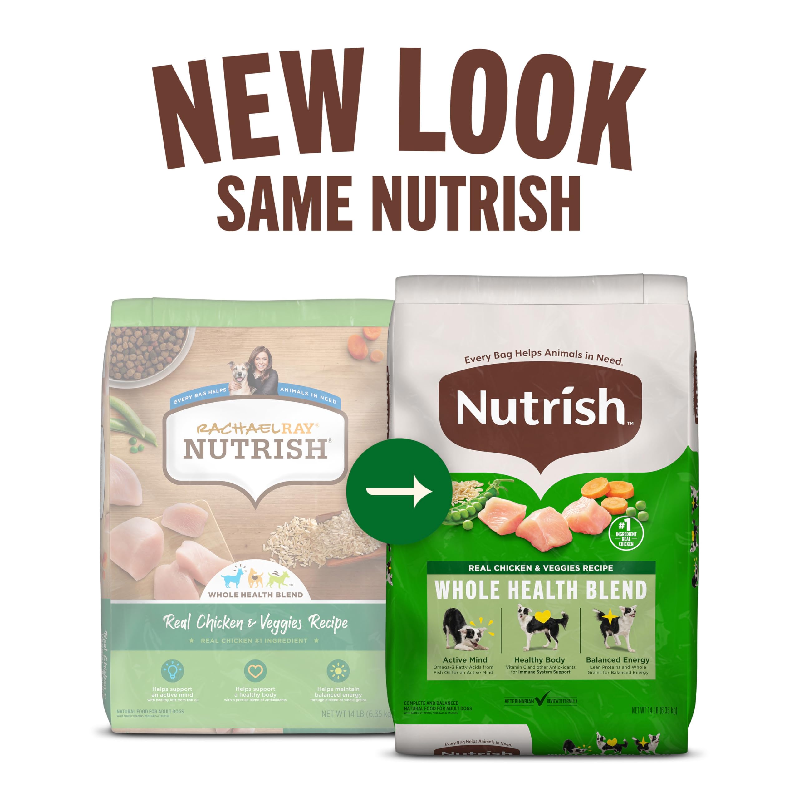 Nutrish Real Chicken & Veggies Recipe Whole Health Blend Dry Dog Food, 28 lb. Bag, Packaging May Vary (Rachael Ray)