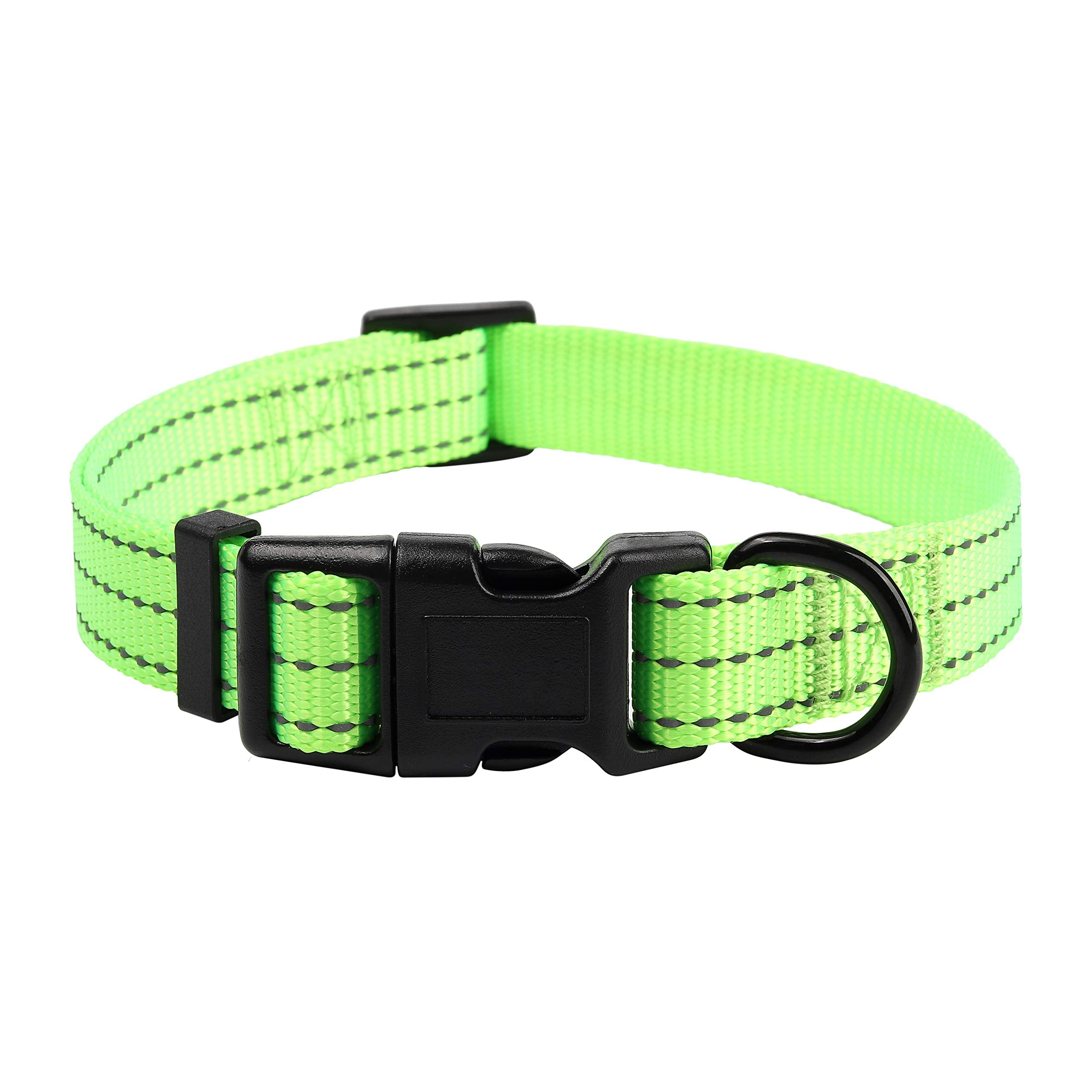 Mile High Life Dog Collar | Nylon Reflective Dog Collars | Light Weight Puppy Collars | Lime Green Dog Collars For Large Dogs (S