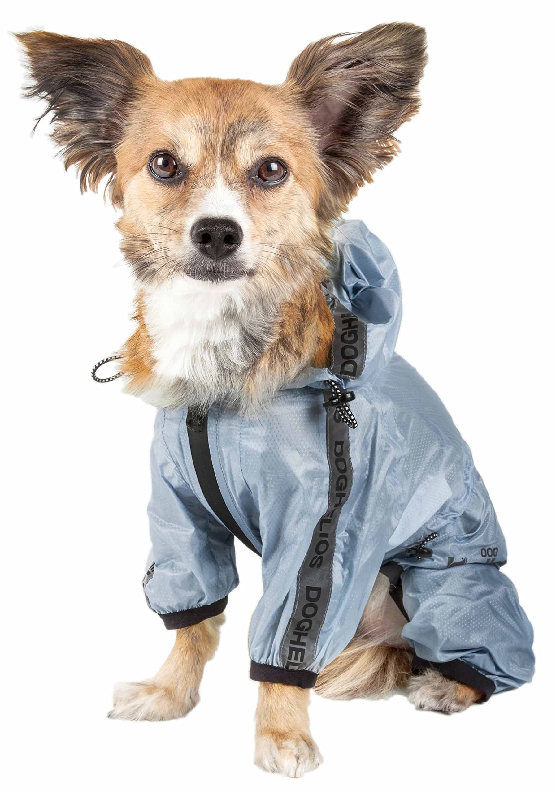 Dog Helios Torrential Shield Waterproof and Adjustable Full Body Dog Raincoat, XL, Blue