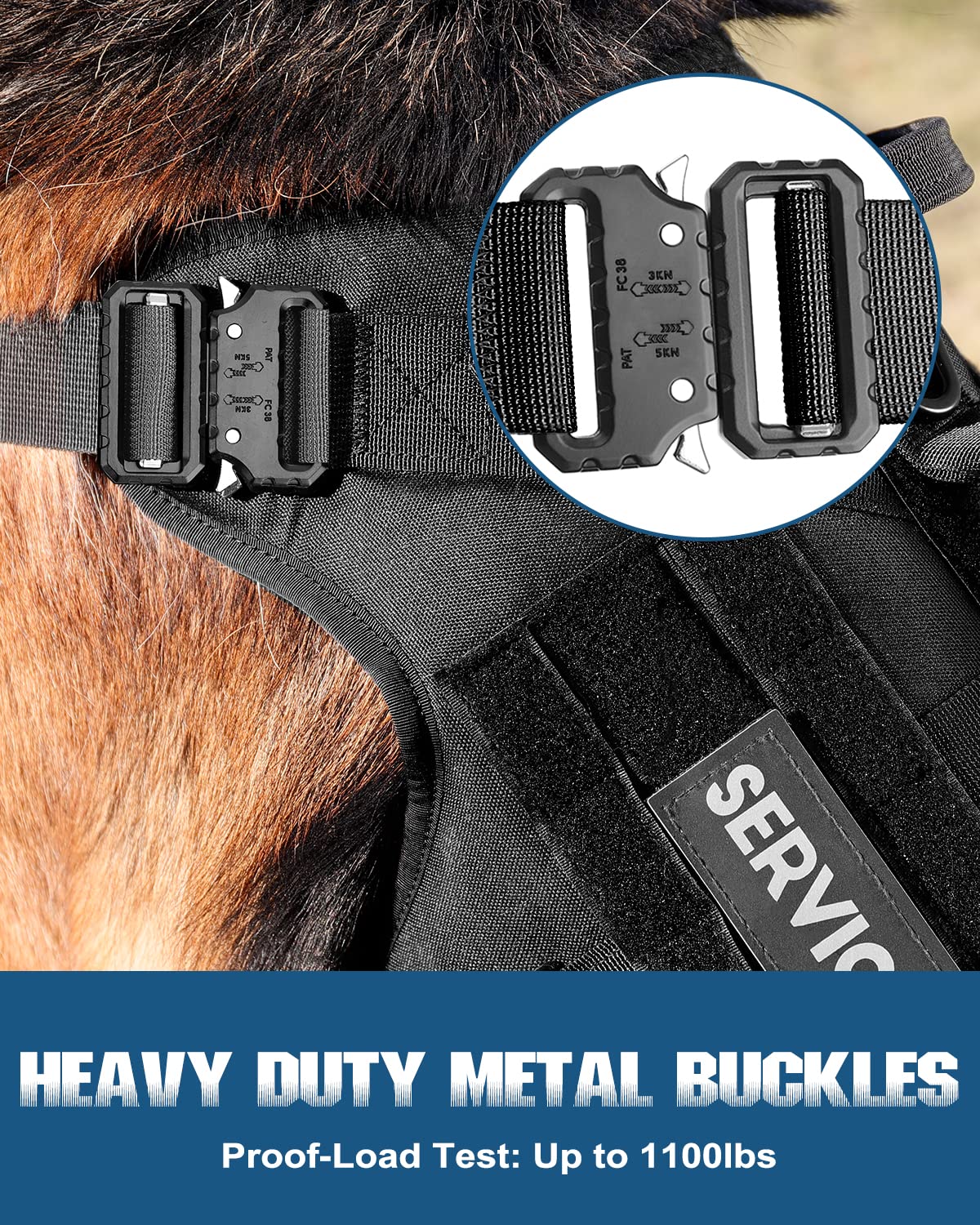 Tactical Dog Harness - Petnanny Service Dog Vest For Large Dogs Fully Body Coverage In Training Dog Harness With 2 Reflective Do