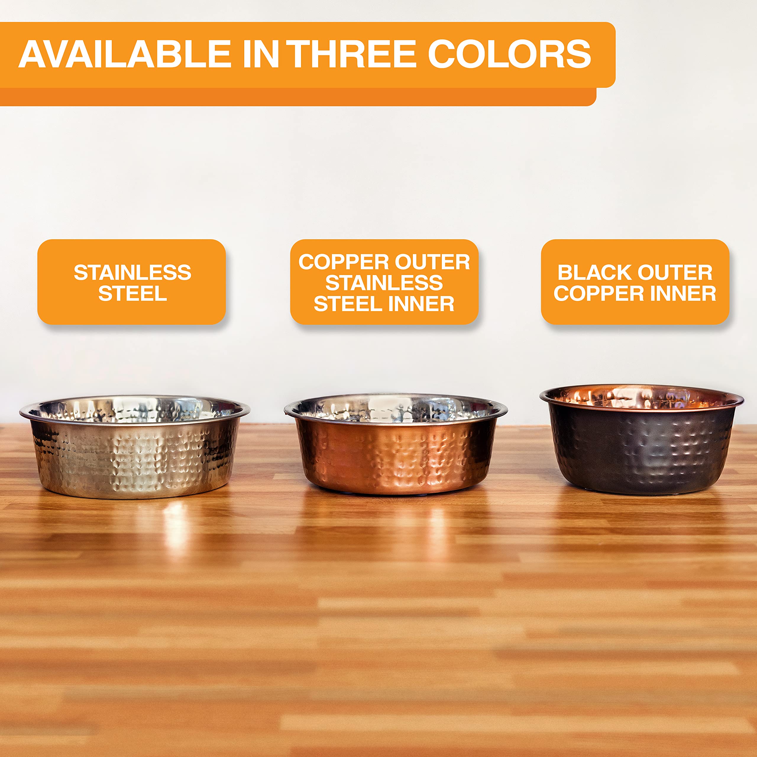 Neater Pet Brands Hammered Decorative Designer Bowls - Luxury Style Premium Dog and Cat Dishes (Small, Copper)