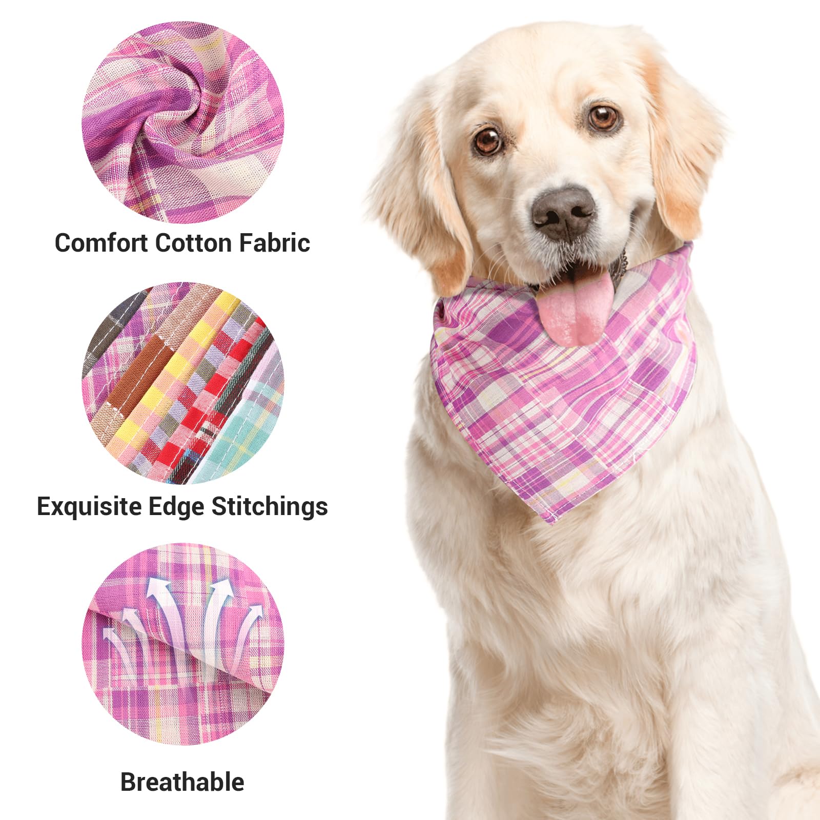 Segarty 30 Pack Pet Scarf, 22.8X15.7 Dog Bandanas Triangle Plaid Bibs Accessories Bulk For Small Medium Dogs Cats Large Pupp