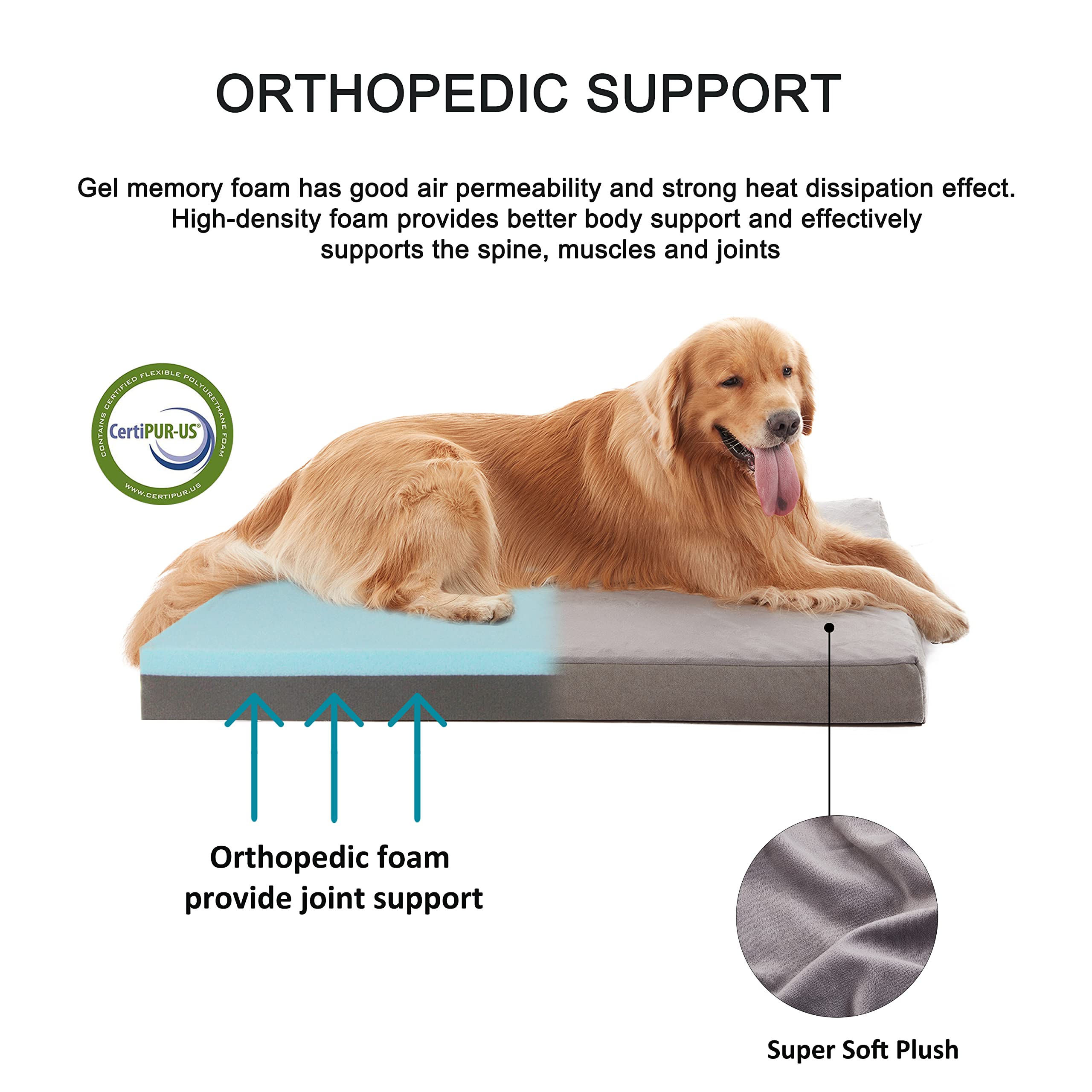Gohoo Pet Orthopedic Memory Foam Dog Bed, Cooling Dog Beds For Extra Large Dogs -Waterproof Pet Bed For Crate With Removable Was