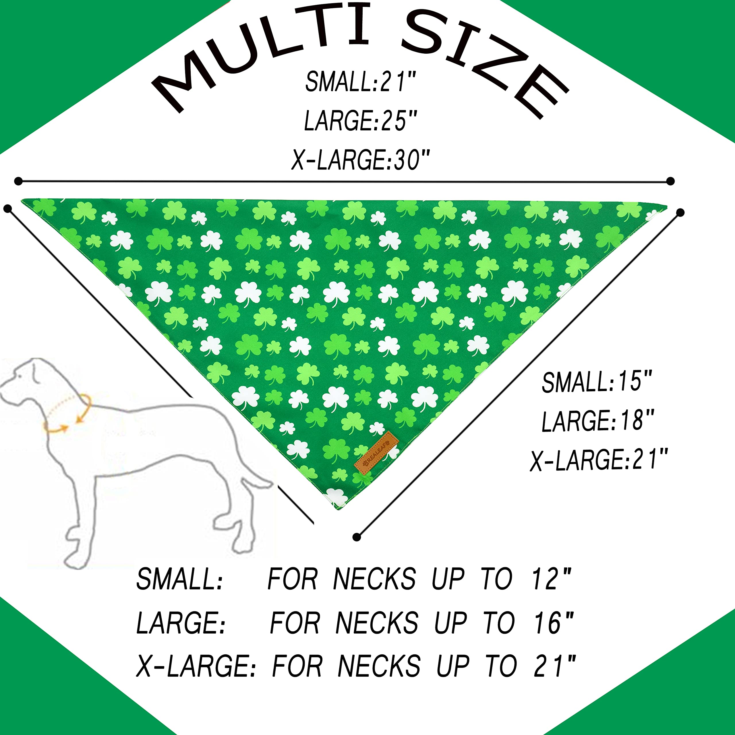 Realeaf St. Patrick'S Day Dog Bandanas 2 Pack, Triangle Reversible Pet Scarf For Boys And Girls, Premium Durable Fabric, Holiday