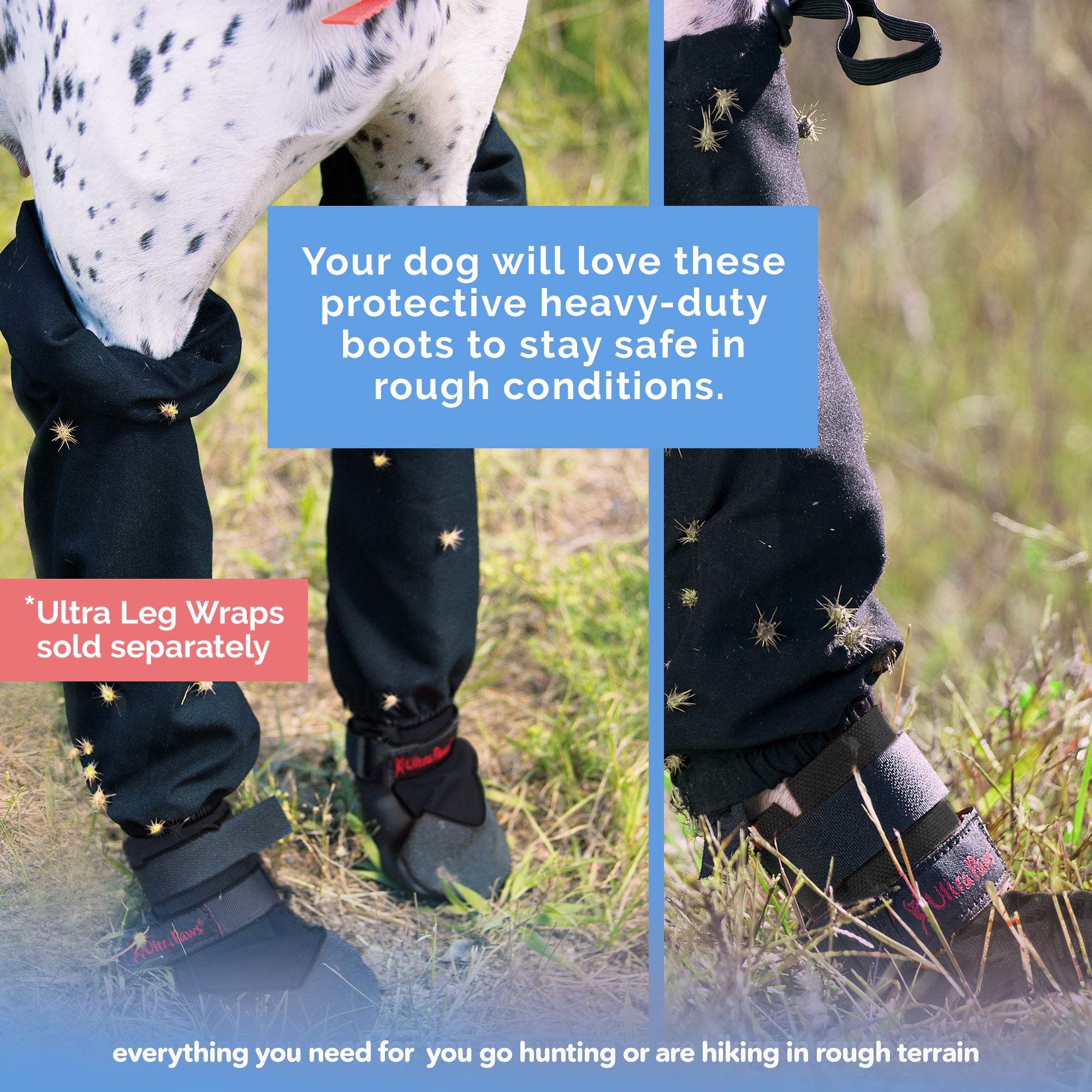 Ultra Paws Rugged Dog Boots & Paw Protectors for Small, Medium and Large Dogs Black (Size 8)
