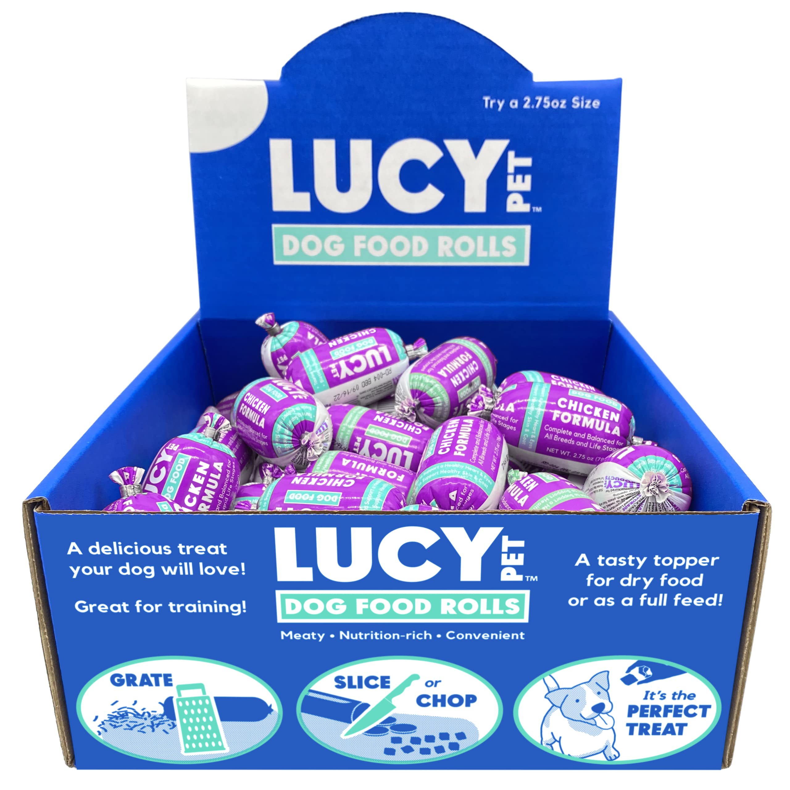 Lucy Pet Products Chicken Formula Dog Food Rolls, 2.75oz/36 Count Box (100600072)