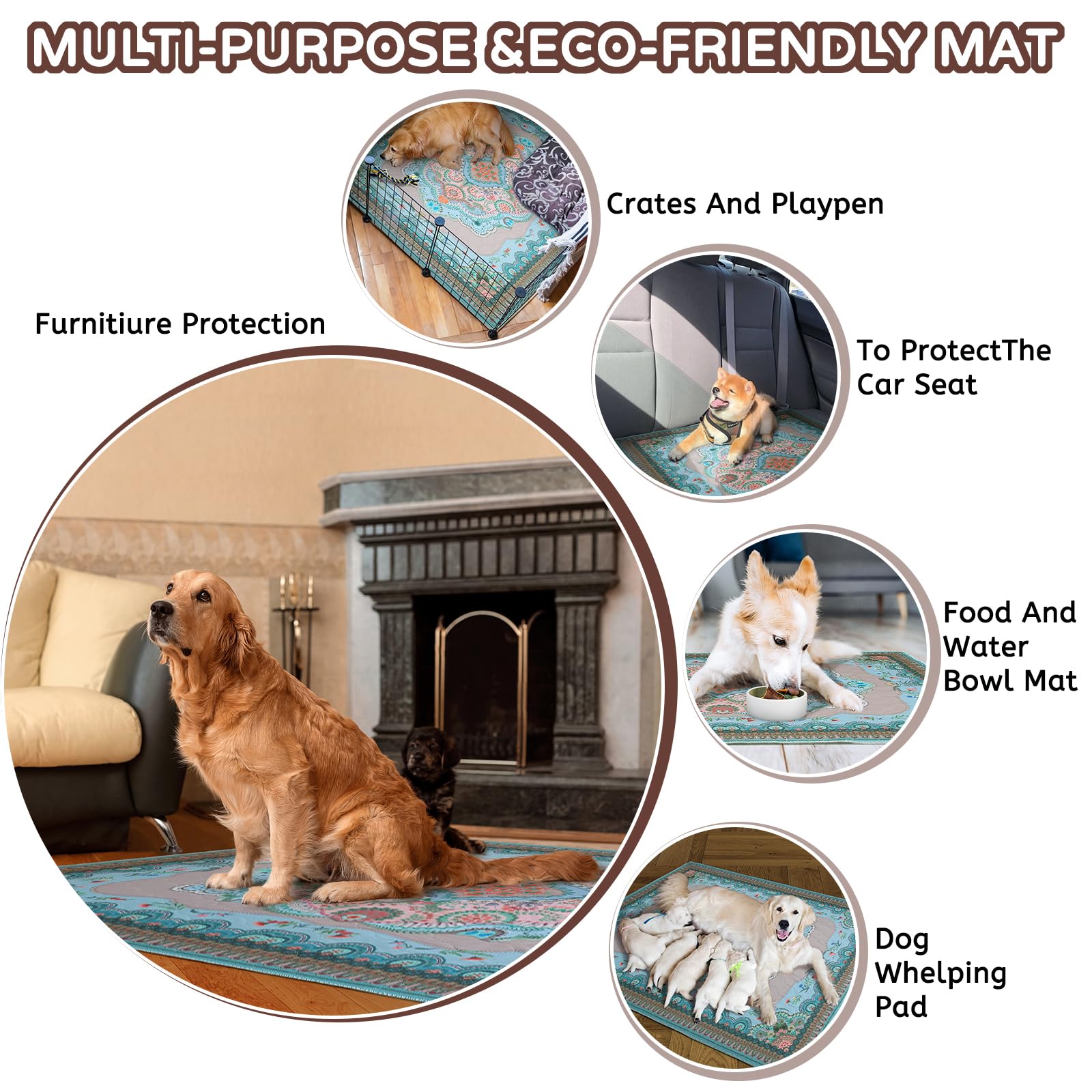 Washable Pee Pads For Dogs, 36''X41'' 2 Pack Reusable Puppy Pads Pet Training Pads, Super Absorbent, 100% Waterproof Dog Pee Pad