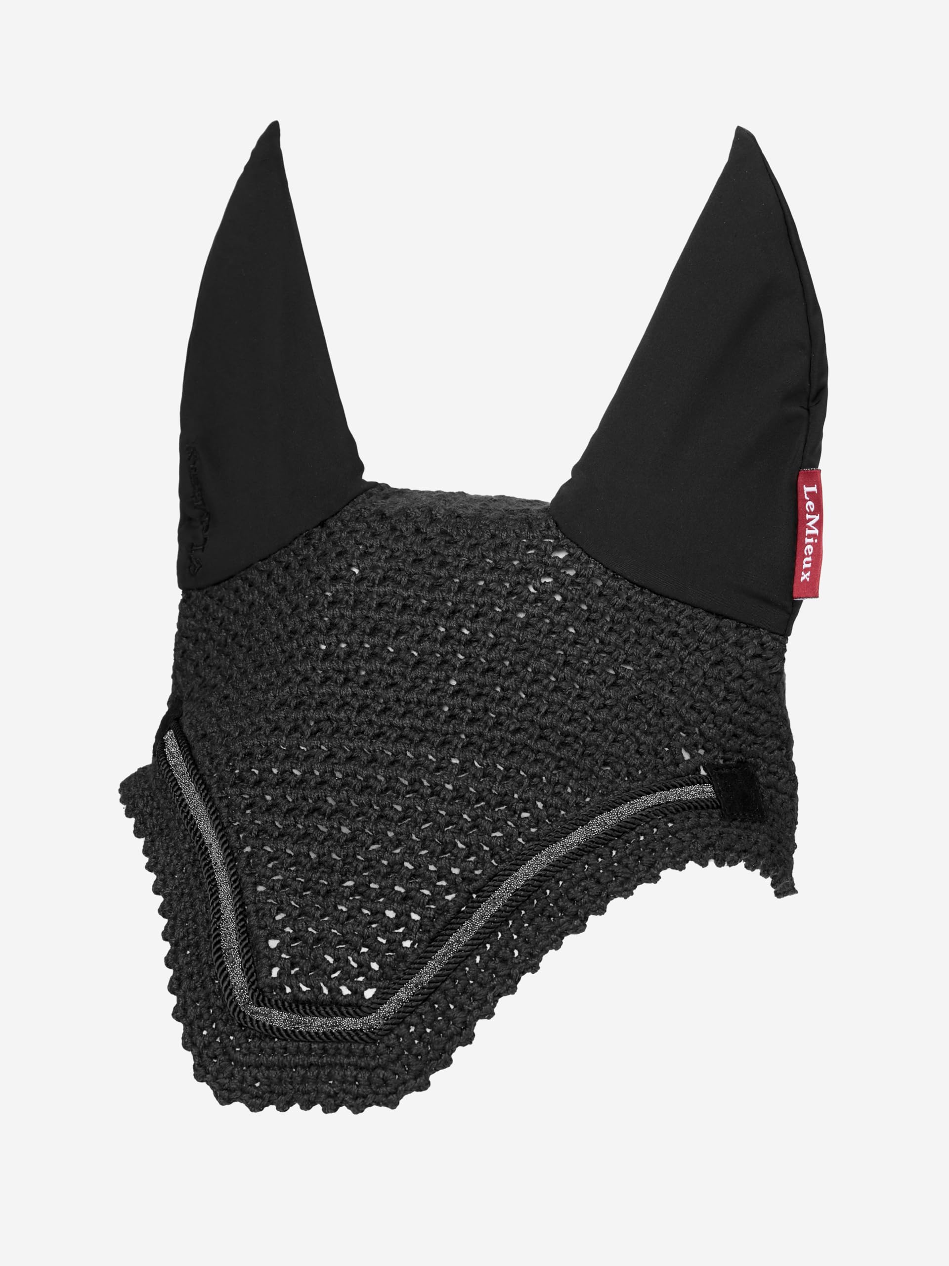 LeMieux Crystal Ear Bonnet with Soft Lycra Ears - Close Knit Crochet - Comfortable Fit Equestrian Mask - Sport Horse Wear Fly Pr