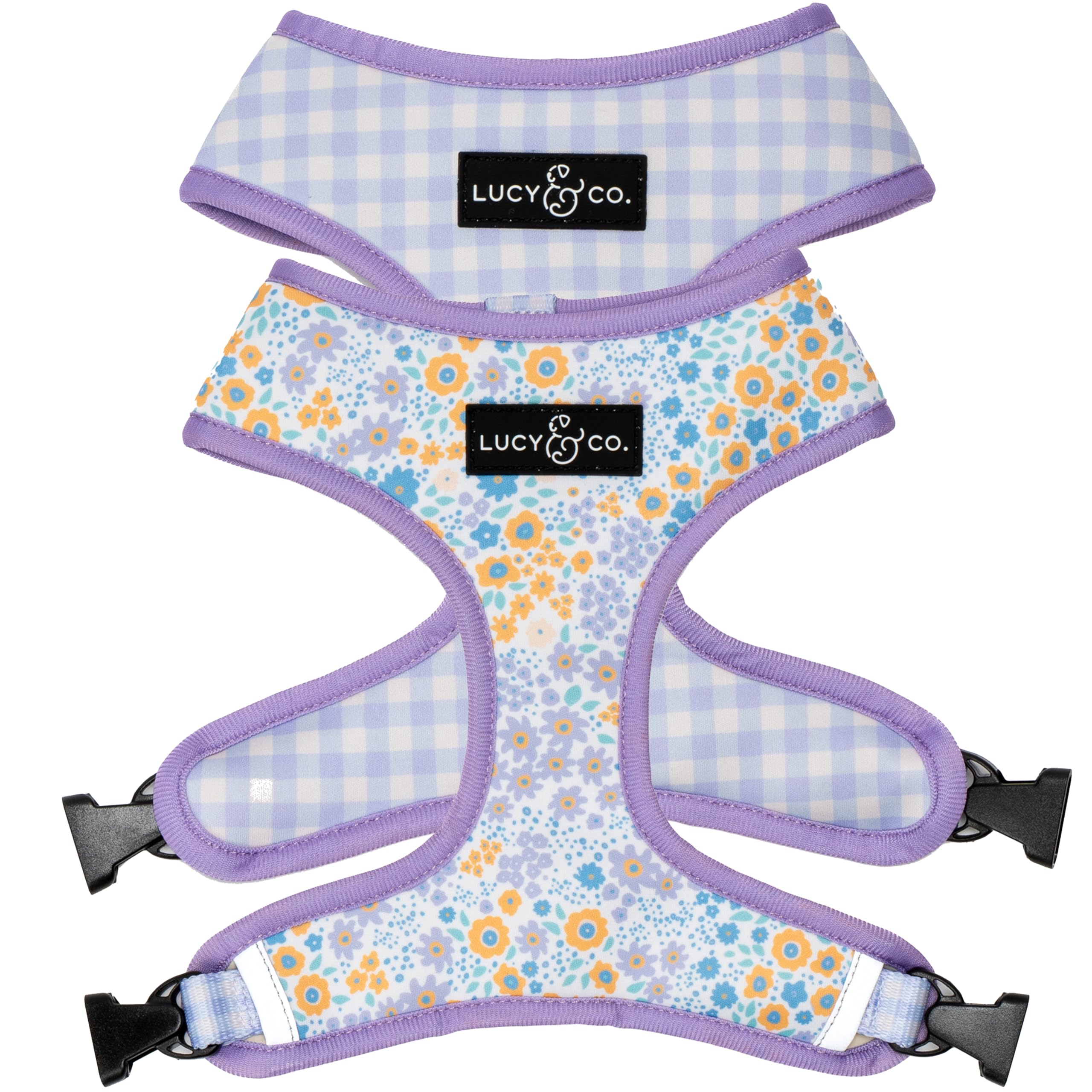 Lucy & Co. Take a Hike Reversible Dog Harness - Best Designer Pet Harnesses for XS - XL Dogs - Padded Adjustable Vest for Easy W
