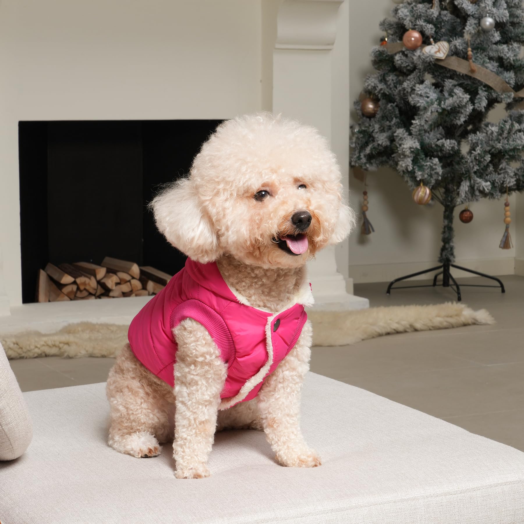 Vecomfy Fleece Lining Extra Warm Dog Hoodie In Winter,Small Dog Jacket Puppy Coats With Hooded Pink S