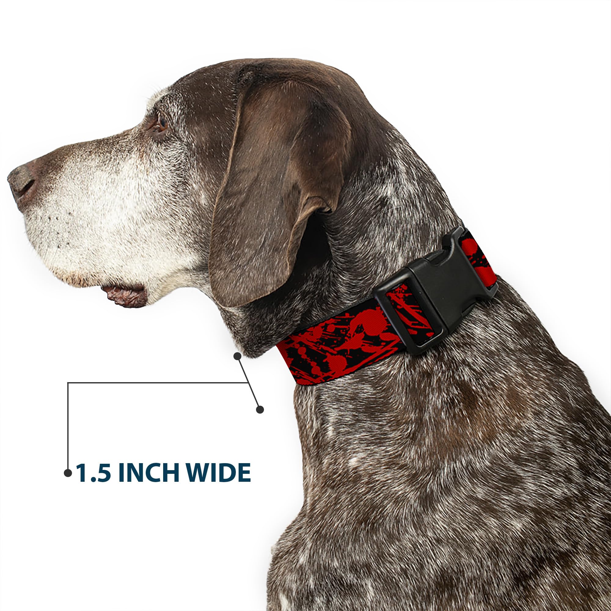 Buckle-Down 16-23 Splatter Black/Red Plastic Clip Collar, Wide Medium