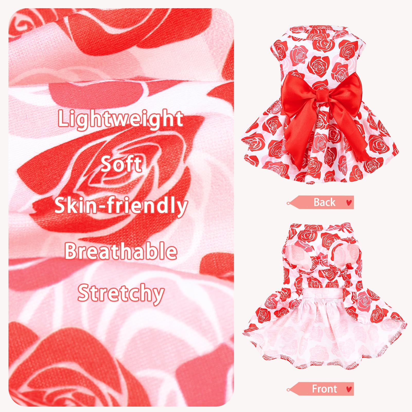 Pupteck Dog Wedding Dress Outfit Puppy Cute Small Dogs Clothes,Rose,M