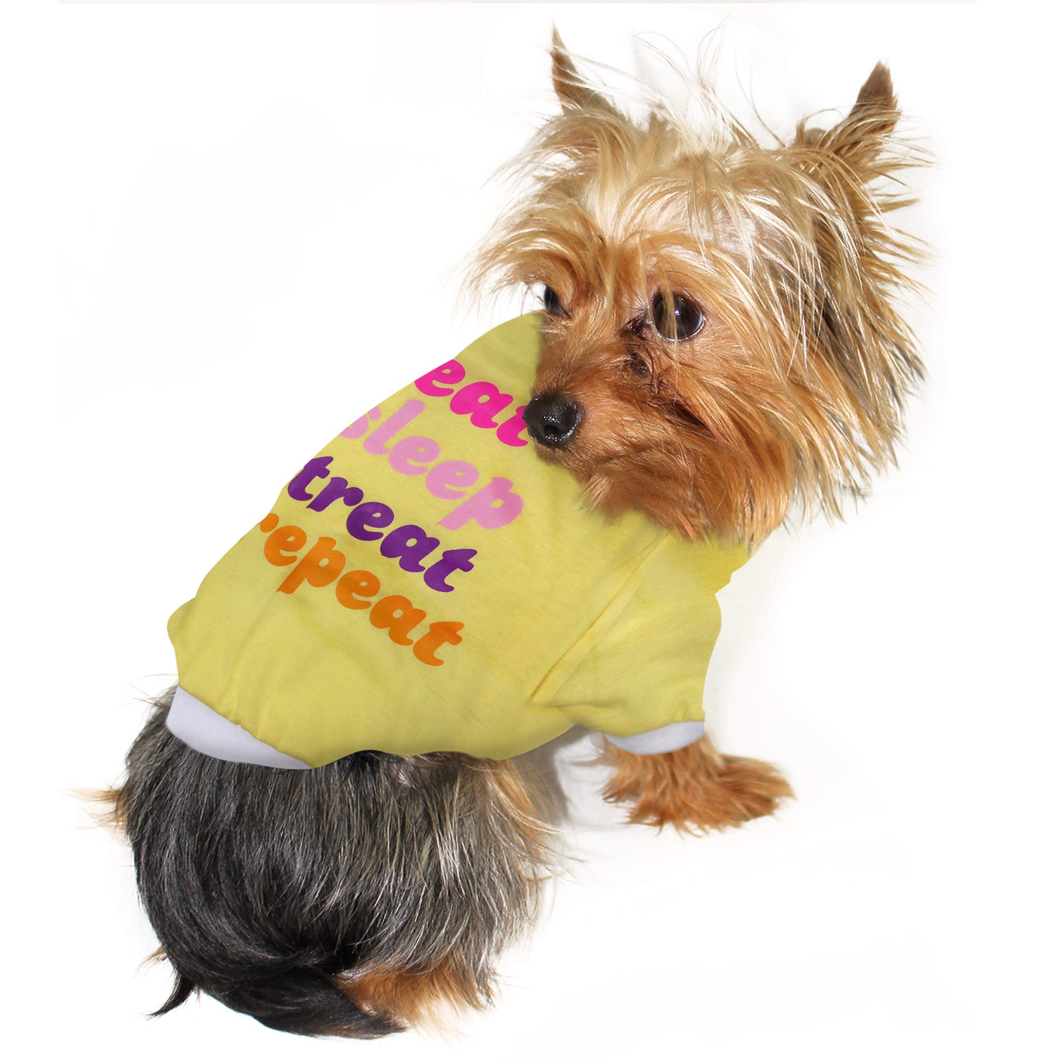 Laur Diy Pet Tee Shirt - Eat Sleep Treat Repeat - Laurdiy Dog Shirt, X-Large