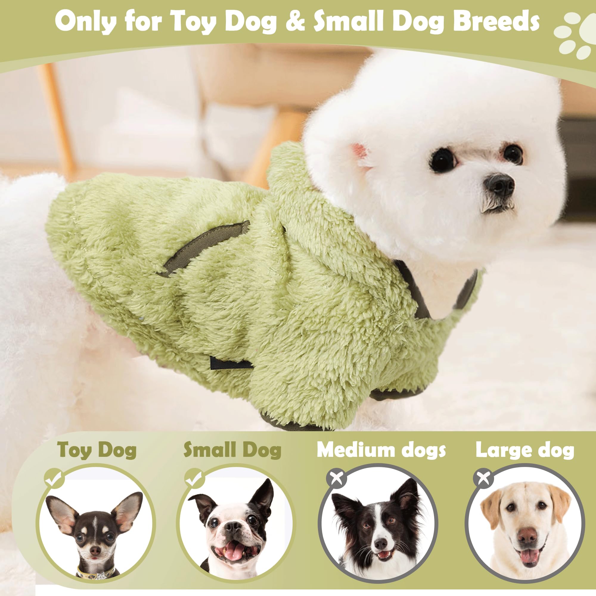 Small Dog Sweater Fleece Dog Hoodie Girl Boy Winter Warm Puppy Clothes Chihuahua Teacup Yorkie Soft Stretchy Tiny Outfits Cat Sw