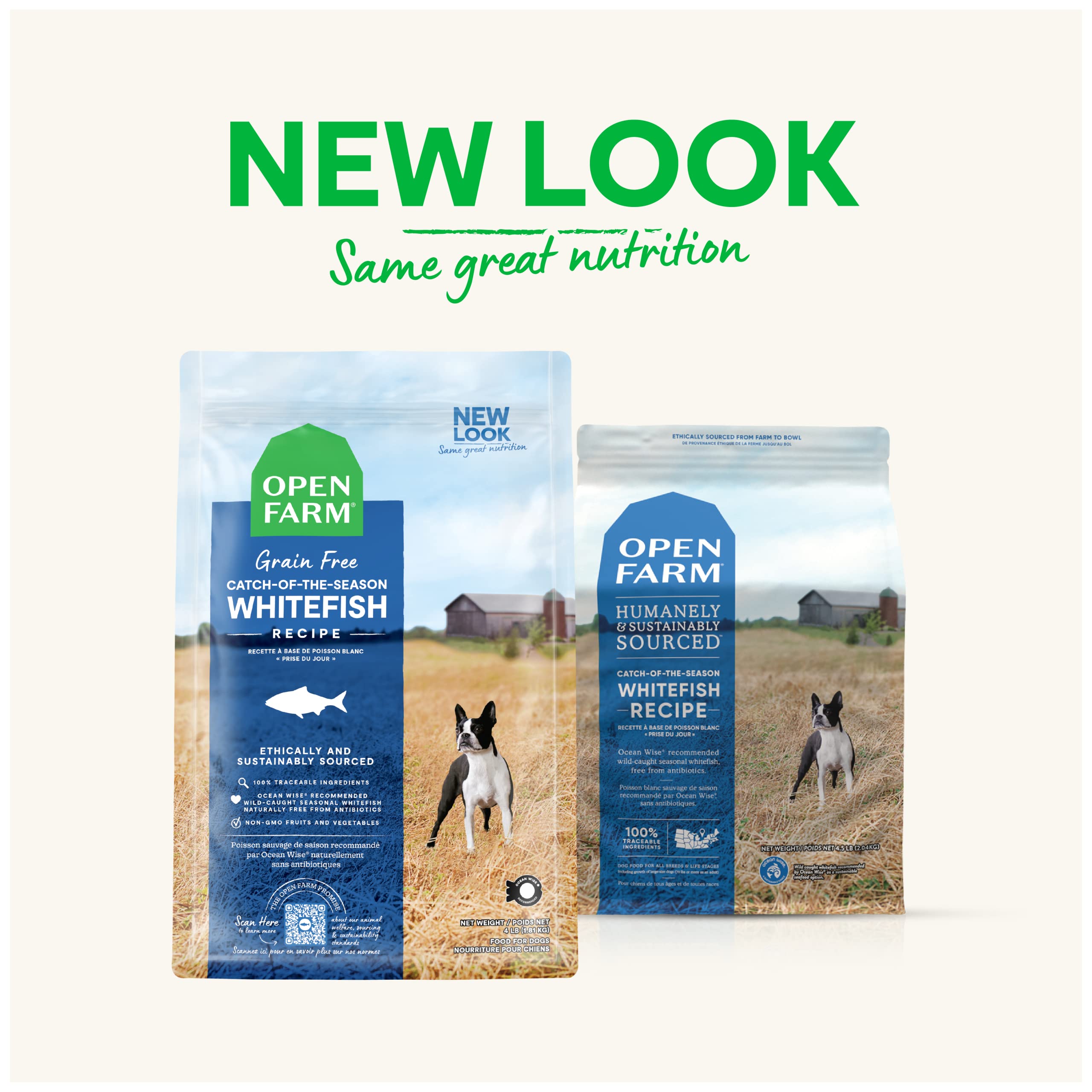 Open Farm Grain-Free Dry Dog Food, Whitefish Recipe, 4lb Bag, Non-GMO Ingredients, Sustainably Sourced