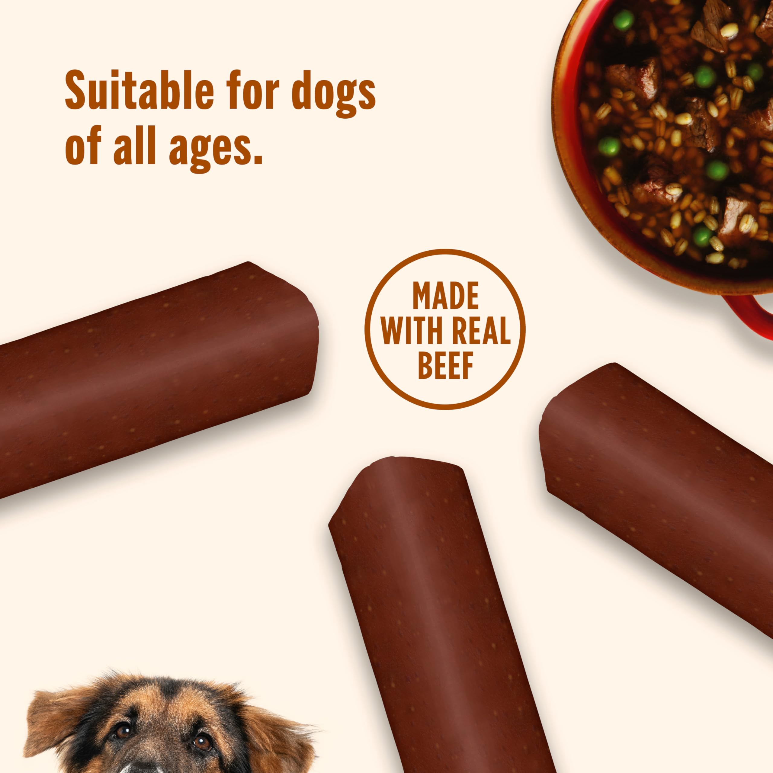 Rachael Ray Nutrish Soup Bones Dog Treats, Beef & Barley Flavor, 3 Bones (Pack of 8)