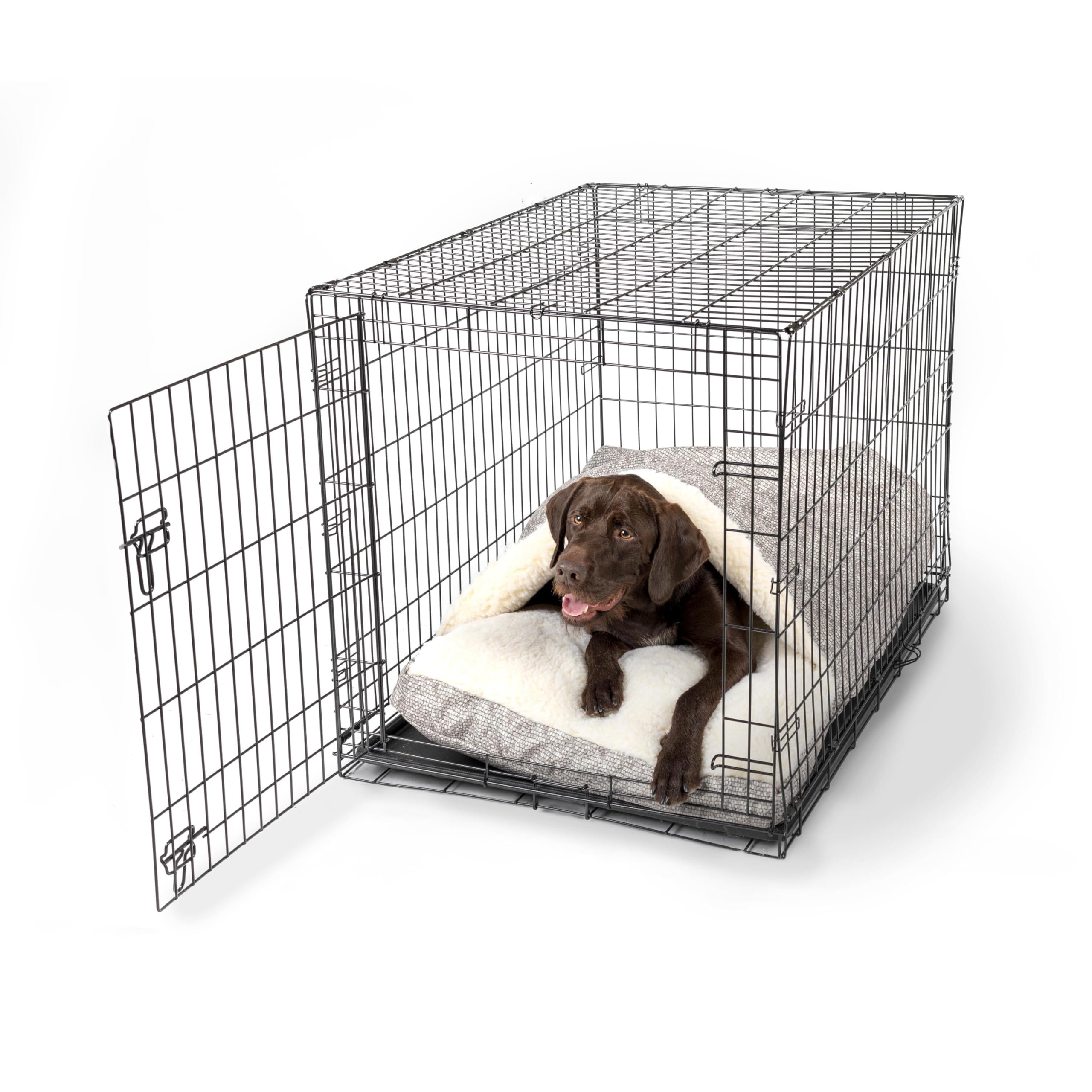 Snoozer Luxury Cozy Cave Crate Pet Bed With Microsuede, Medium - Merlin Linen