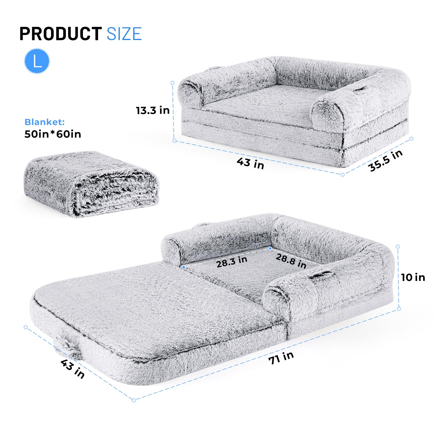 Zomisia Human Dog Bed For Adult, 2 In 1 Foldable Giant Dog Bed For People Fits Pet Families, Egg Foam Supportive Mat, Waterproof