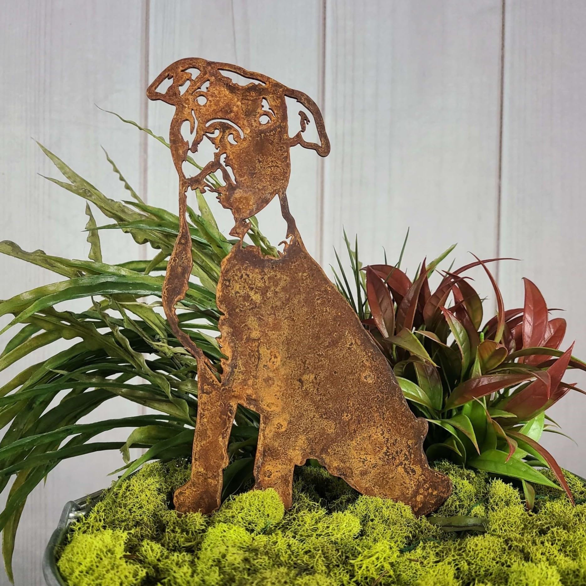 My Metal Rescue Corten Steel American Pit Bull Terrier Dog Silhouette Yard Stake (Small)