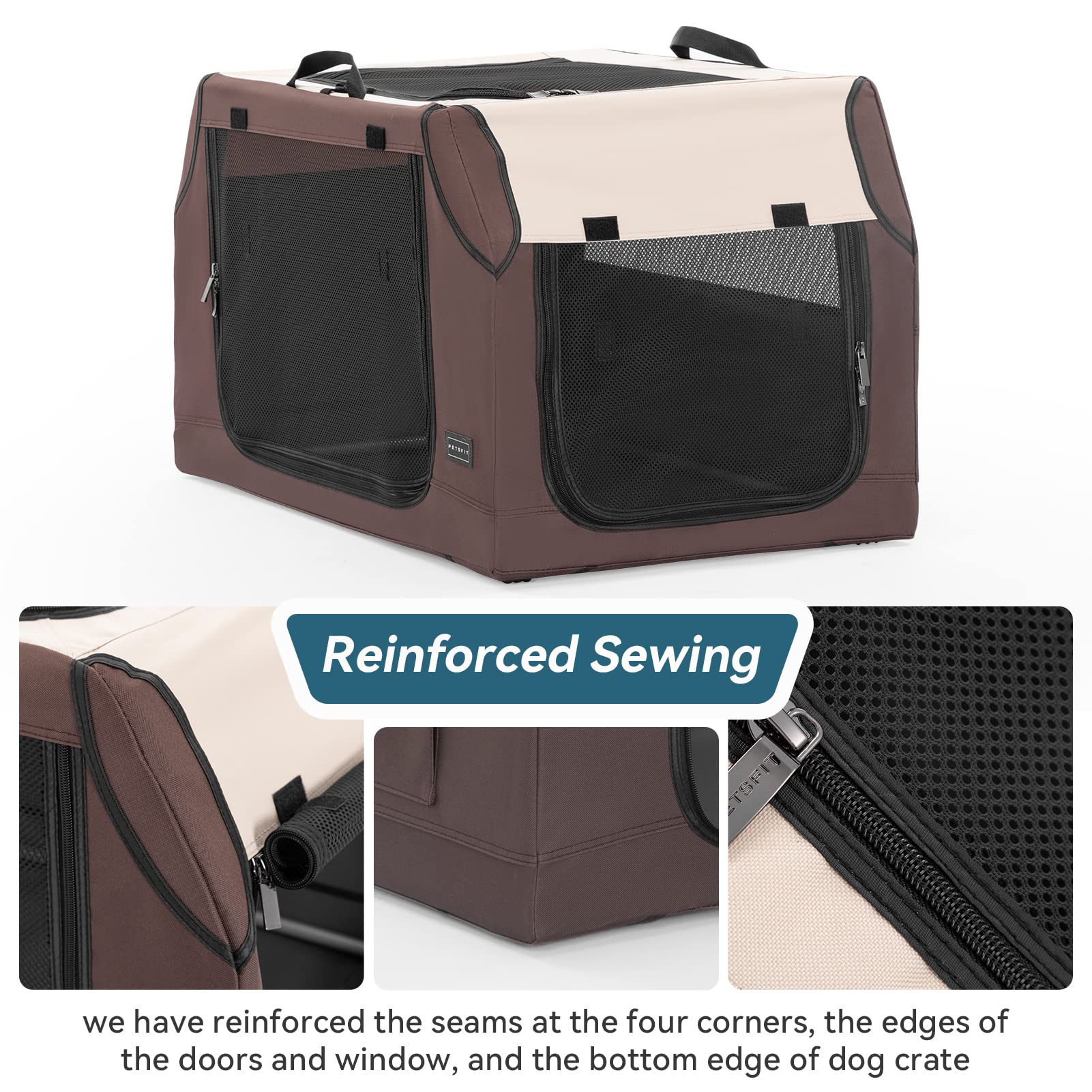 Petsfit Soft Dog Crate With Tilt Angle 30 Inch, Fit For Car Seats And Trunks, Multiple Carrying Options, Chew Proof Ideal For Dog Travel