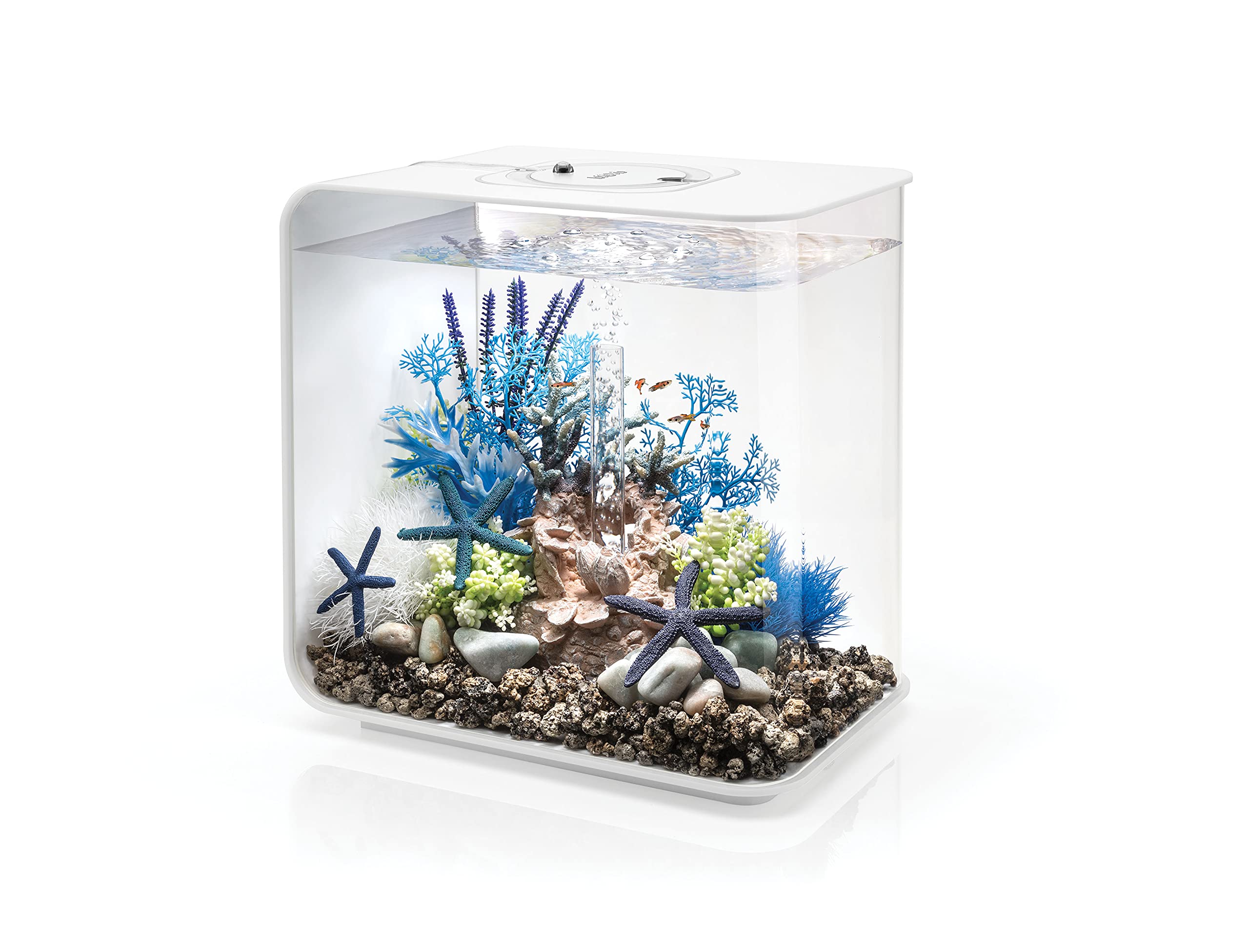 biOrb Flow 15 Acrylic 4-Gallon Aquarium with Multi-Color Remote-Controlled LED Lights Modern Compact Tank for Tabletop or Deskto