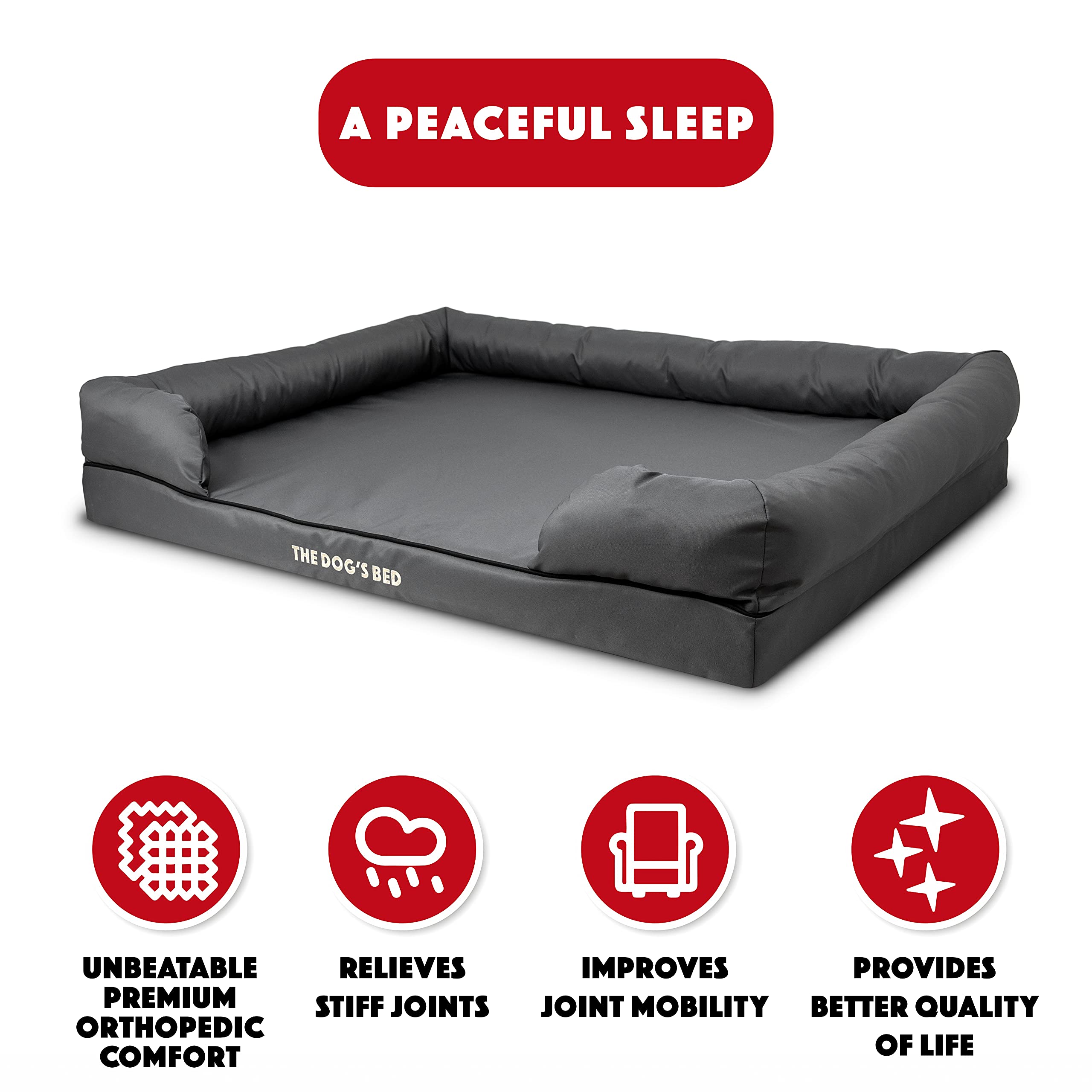 The Dogs Bed, Dog Bed XXL Grey 51.5x39, Memory Foam, Pain Relief: Arthritis, Hip & Elbow Dysplasia, Post Surgery, Lameness, Supp
