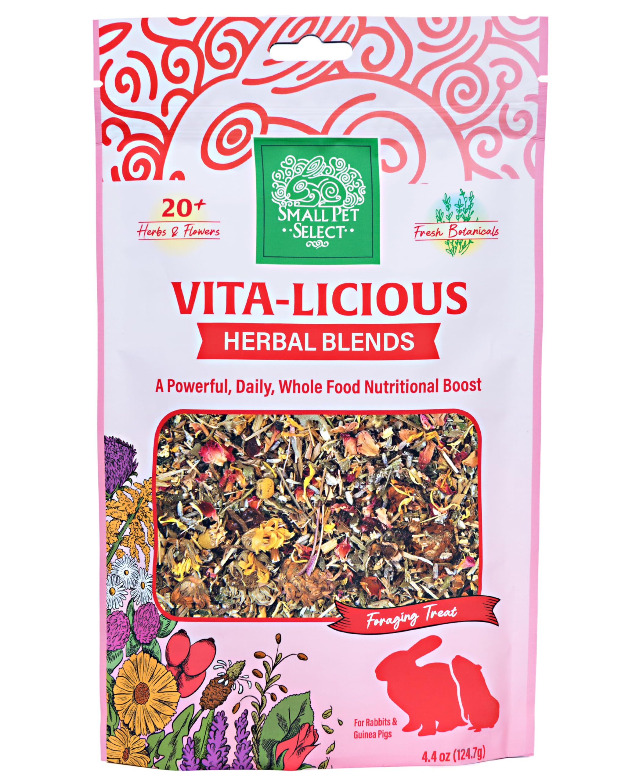 Small Pet Select - Vita-Licious Herbal Blend, a Natural Herbal Treat for Rabbits, Guinea Pigs, Hamsters, Gerbils, and Mice, 4.4o